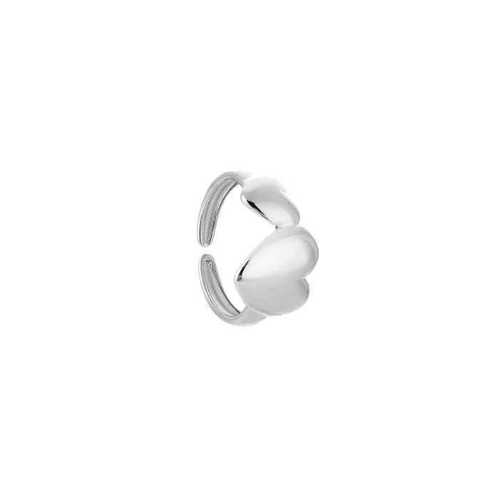 Double heart ring zilver