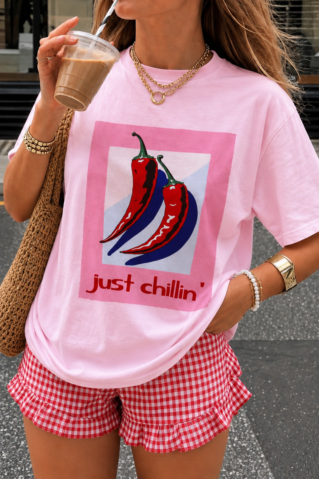 Just chillin shirt roze