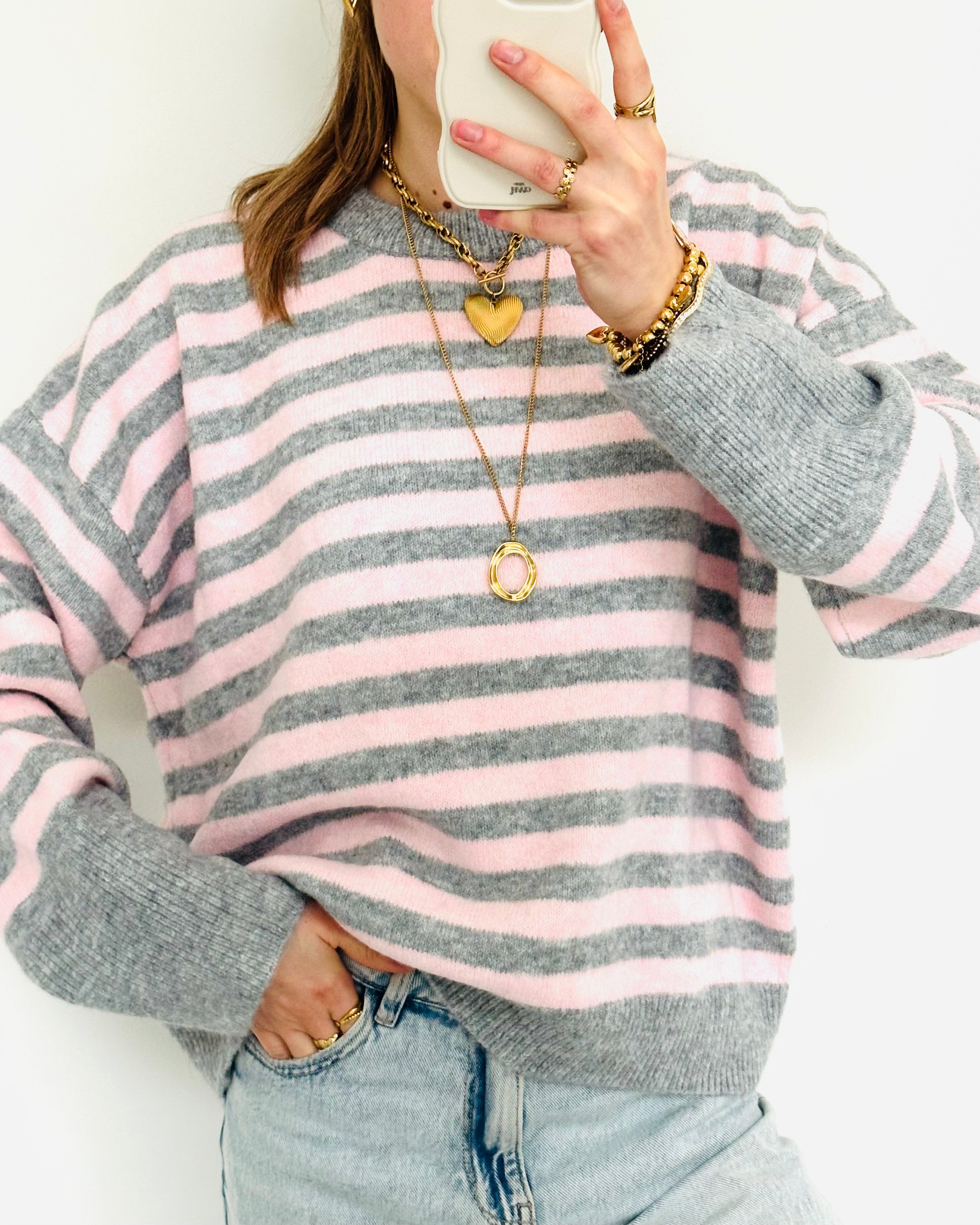 Stockholm sweater grey pink