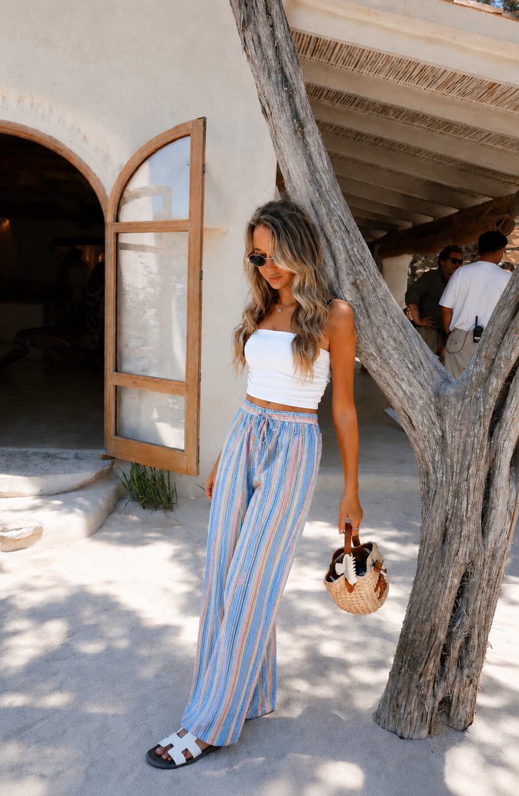 Summer pants striped blue