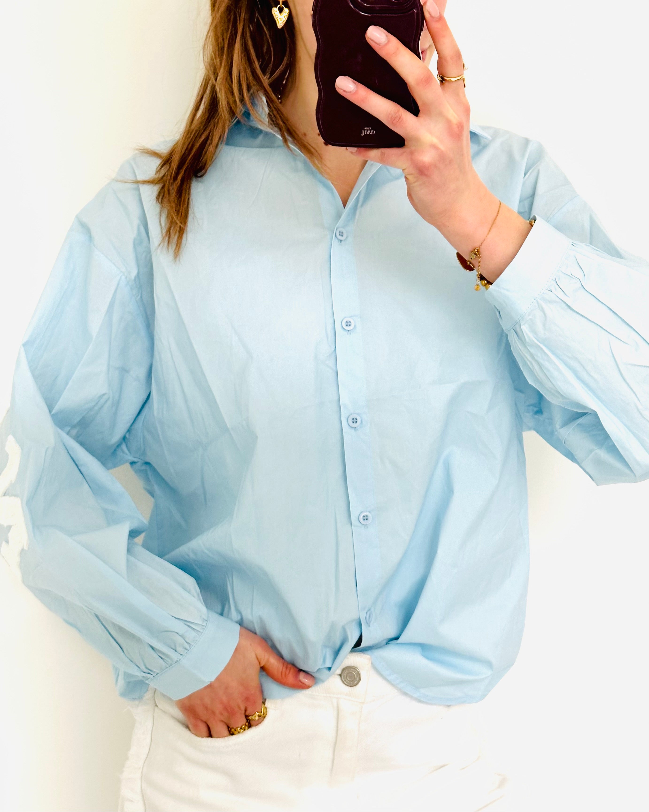 New York blouse blauw wit