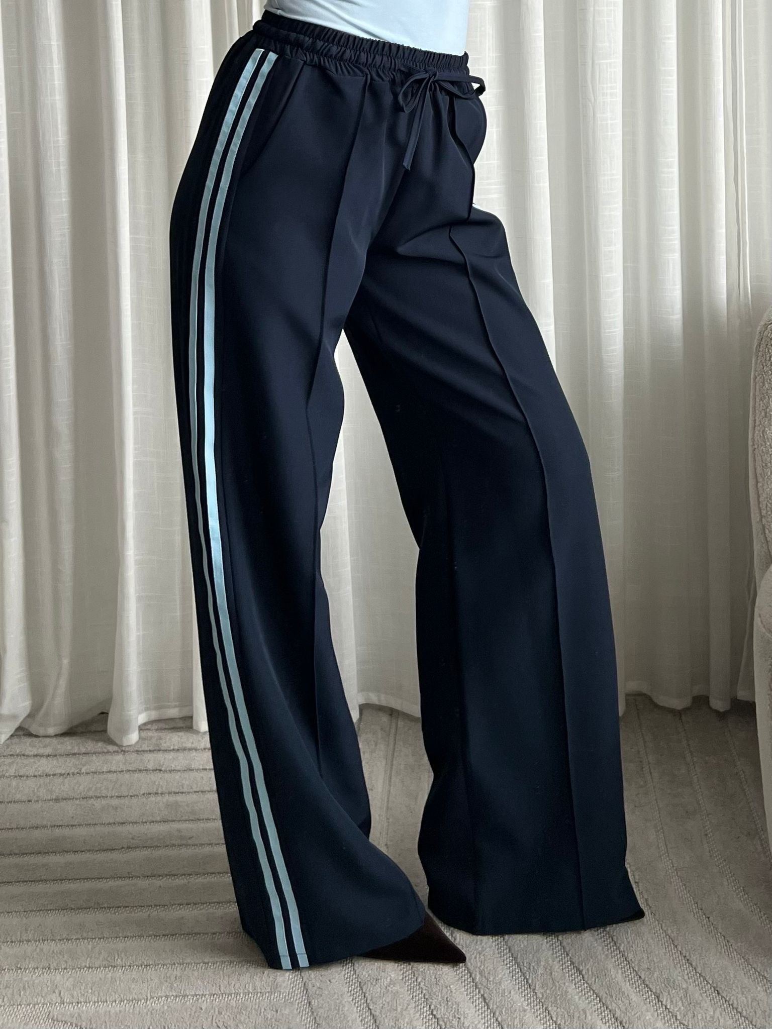 Limited striped pants navy blue