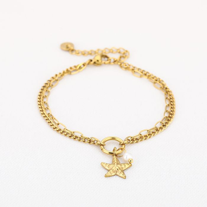 Double star armband goud