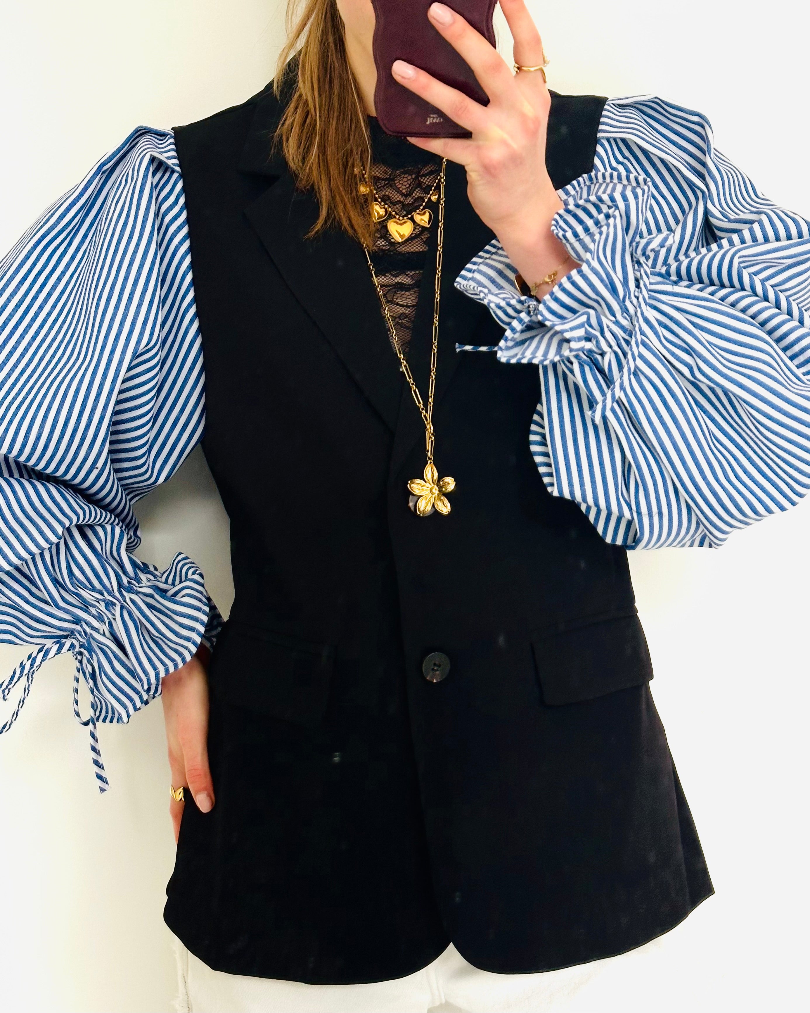 Limited stripe blazer black blue