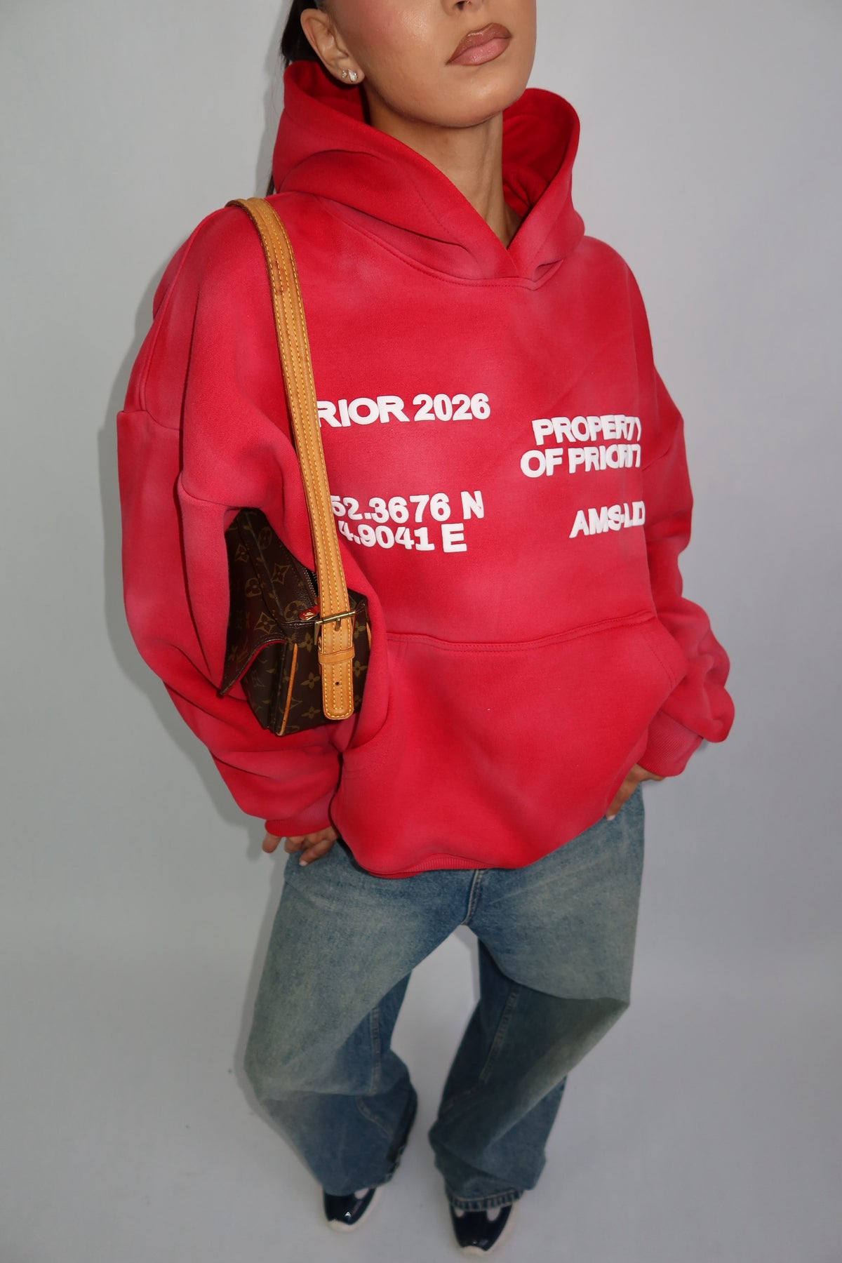 Priority hoodie ~ cloud red