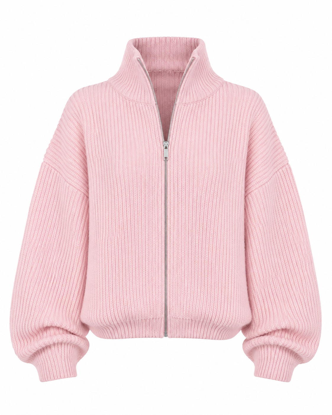 Essential Zip Knit roze