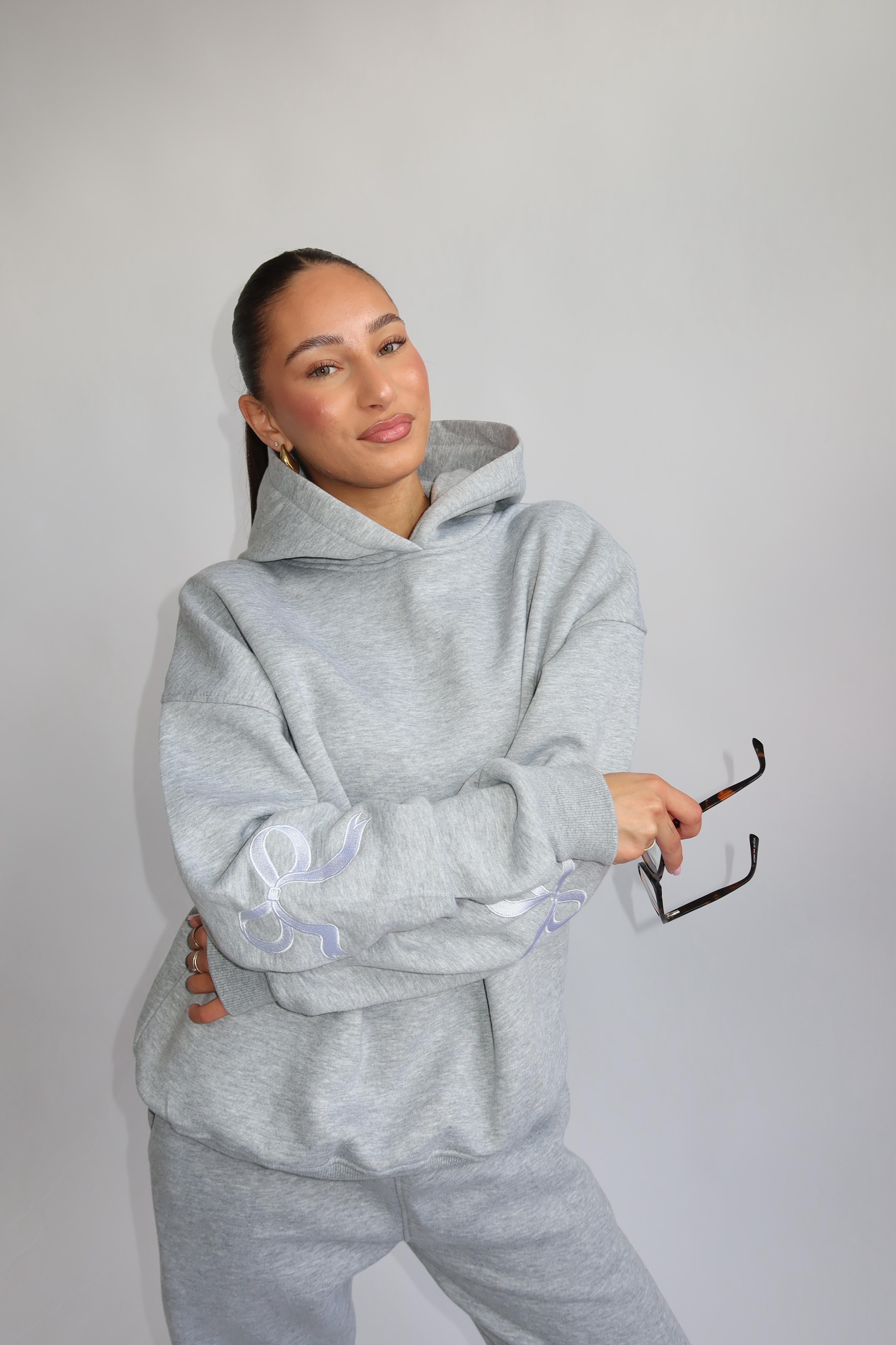 Bow hoodie grey