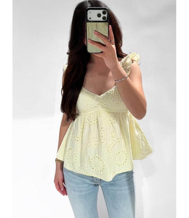 Sunny top lace geel