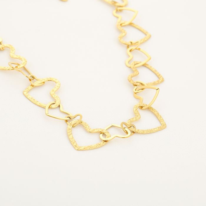 Connected heart ketting goud