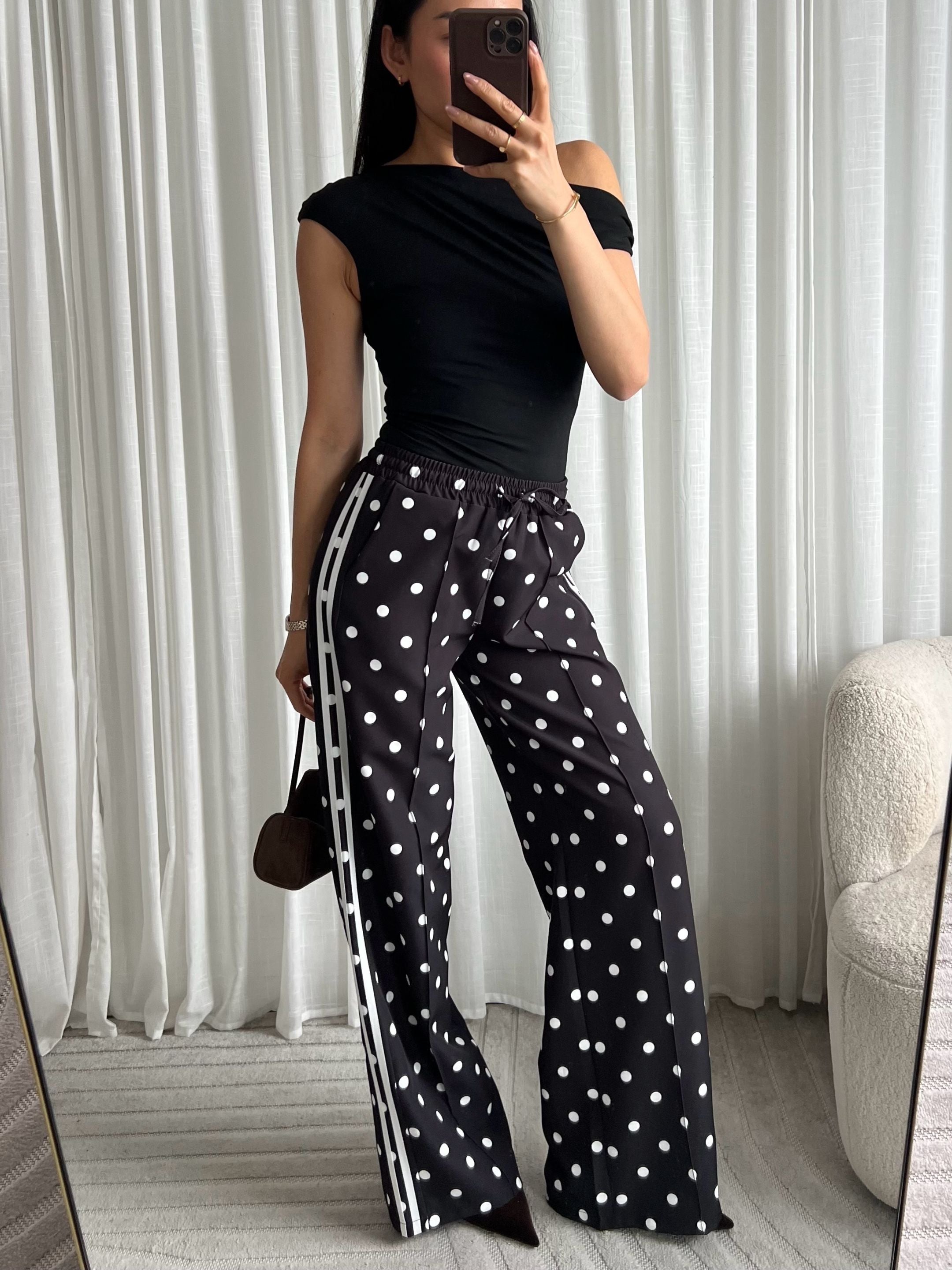 Limited polka dots pants black
