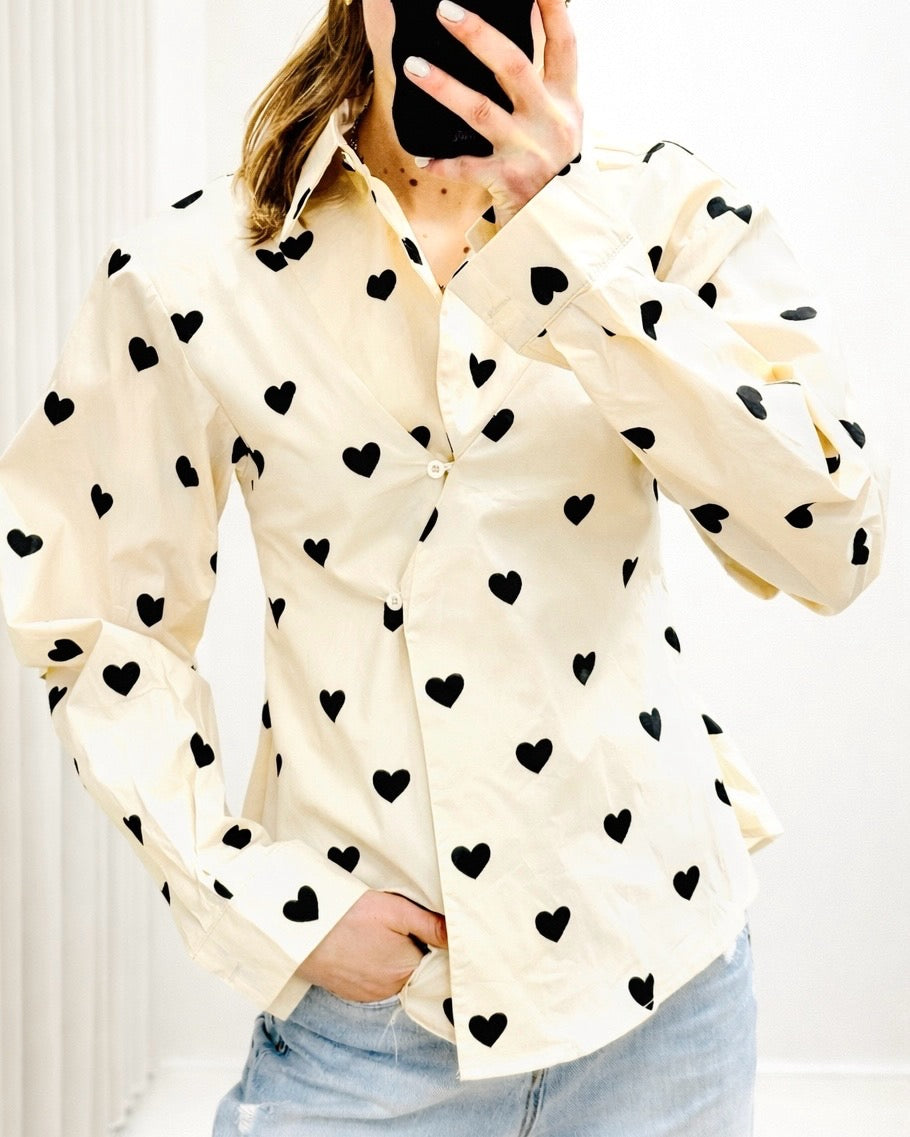 Amour blouse hearts cream