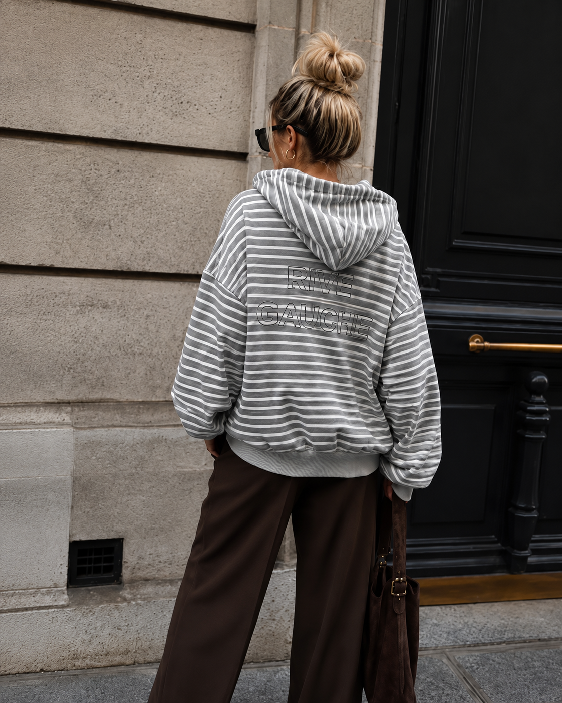 Zipper rive cauche striped grijs