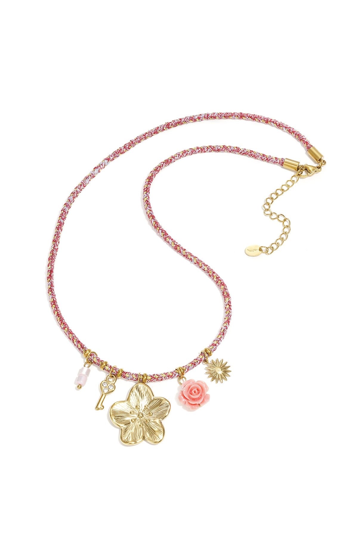 Boho ketting flower pink