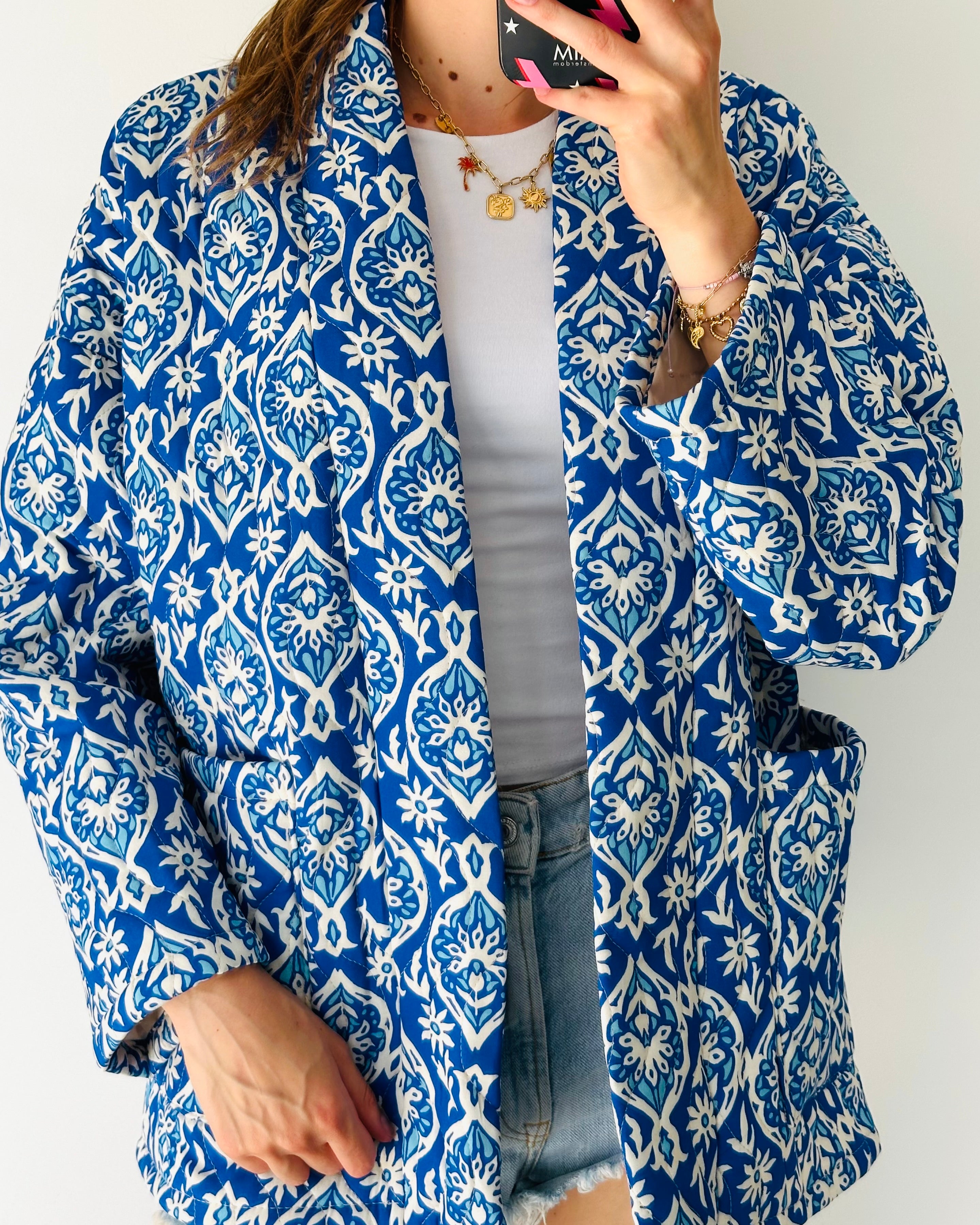 Summer jacket floral blauw