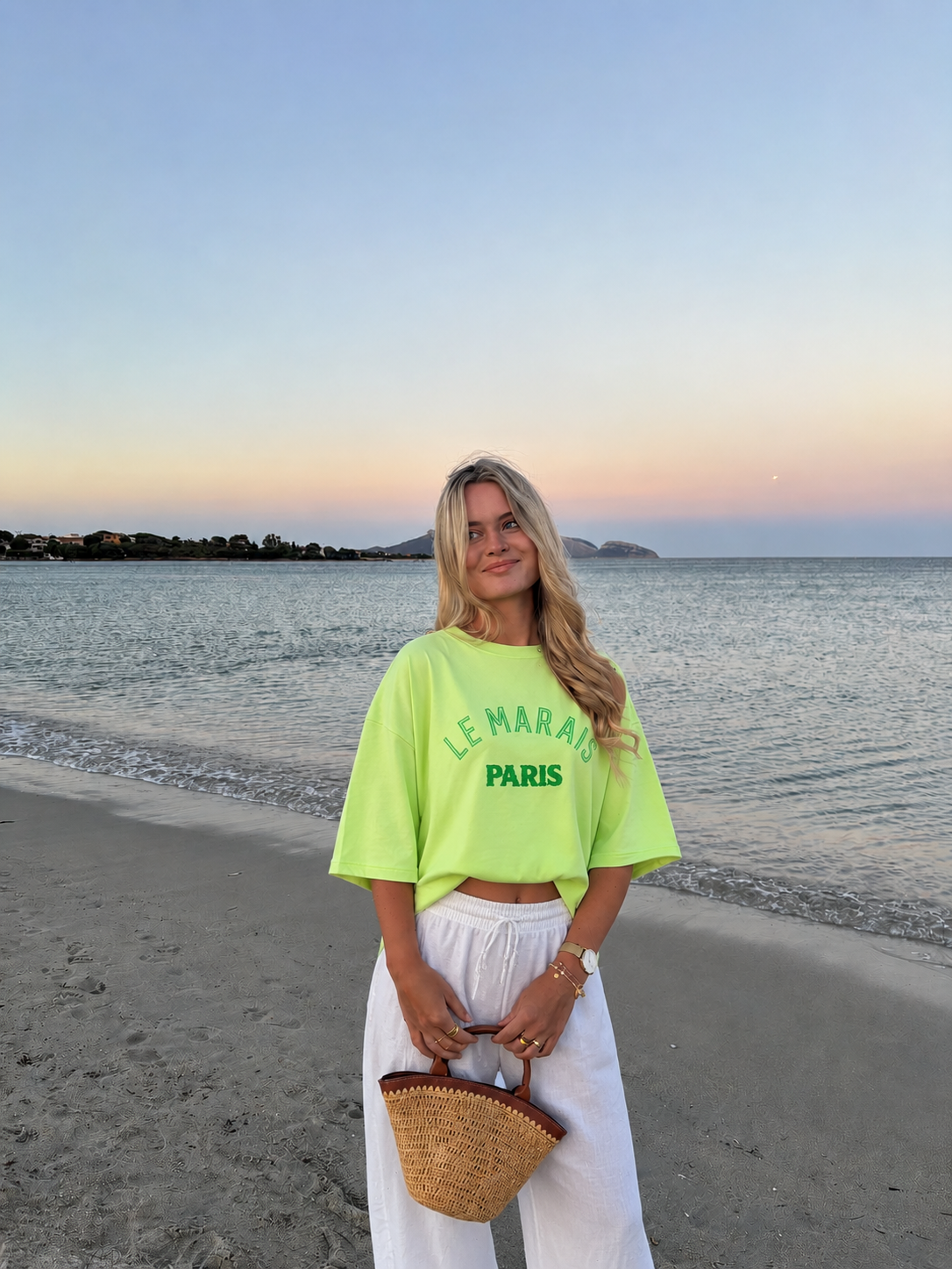 Le Marais shortsleeve lime groen