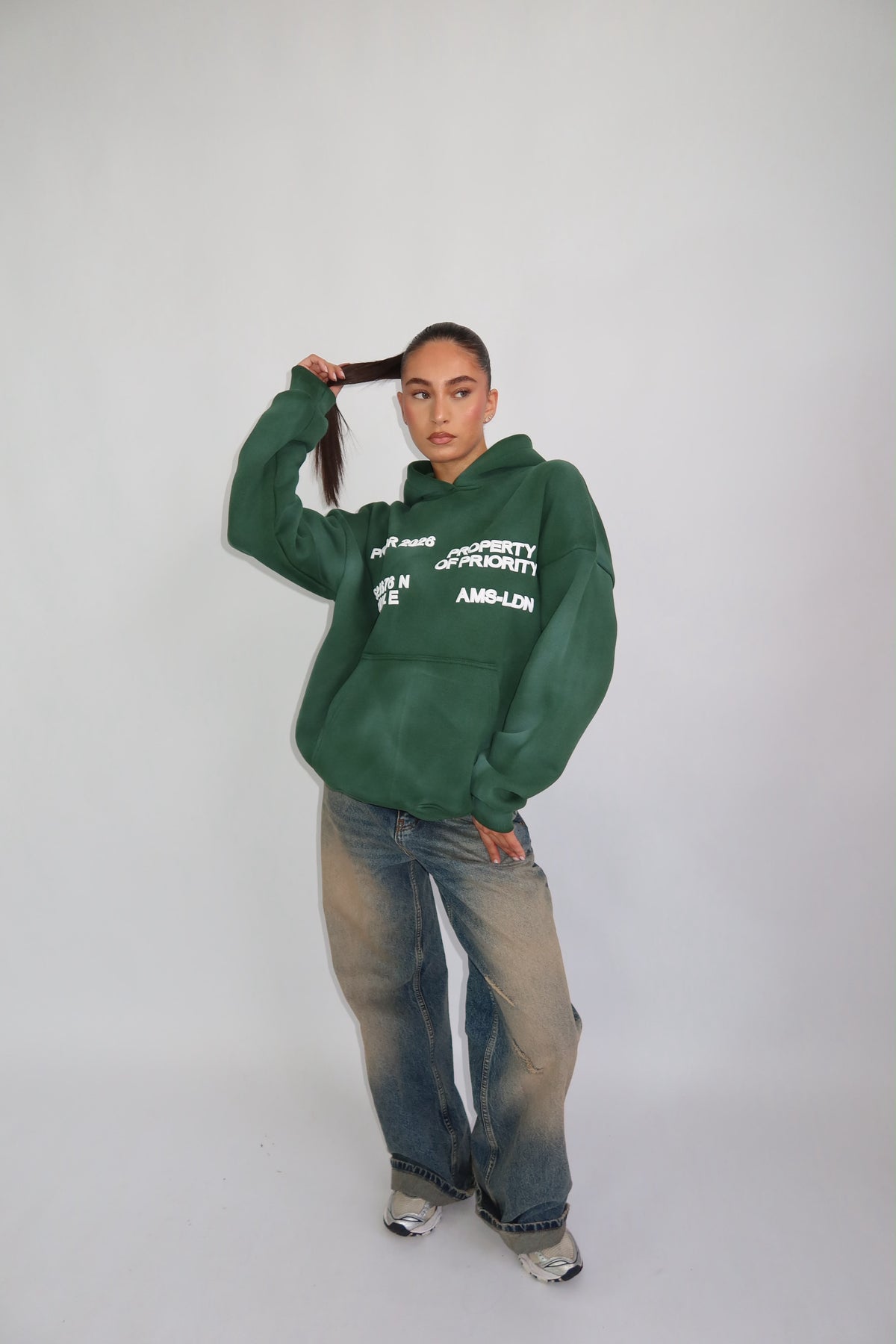 Priority hoodie ~ cloud green