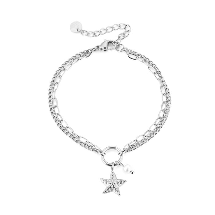 Double star armband zilver