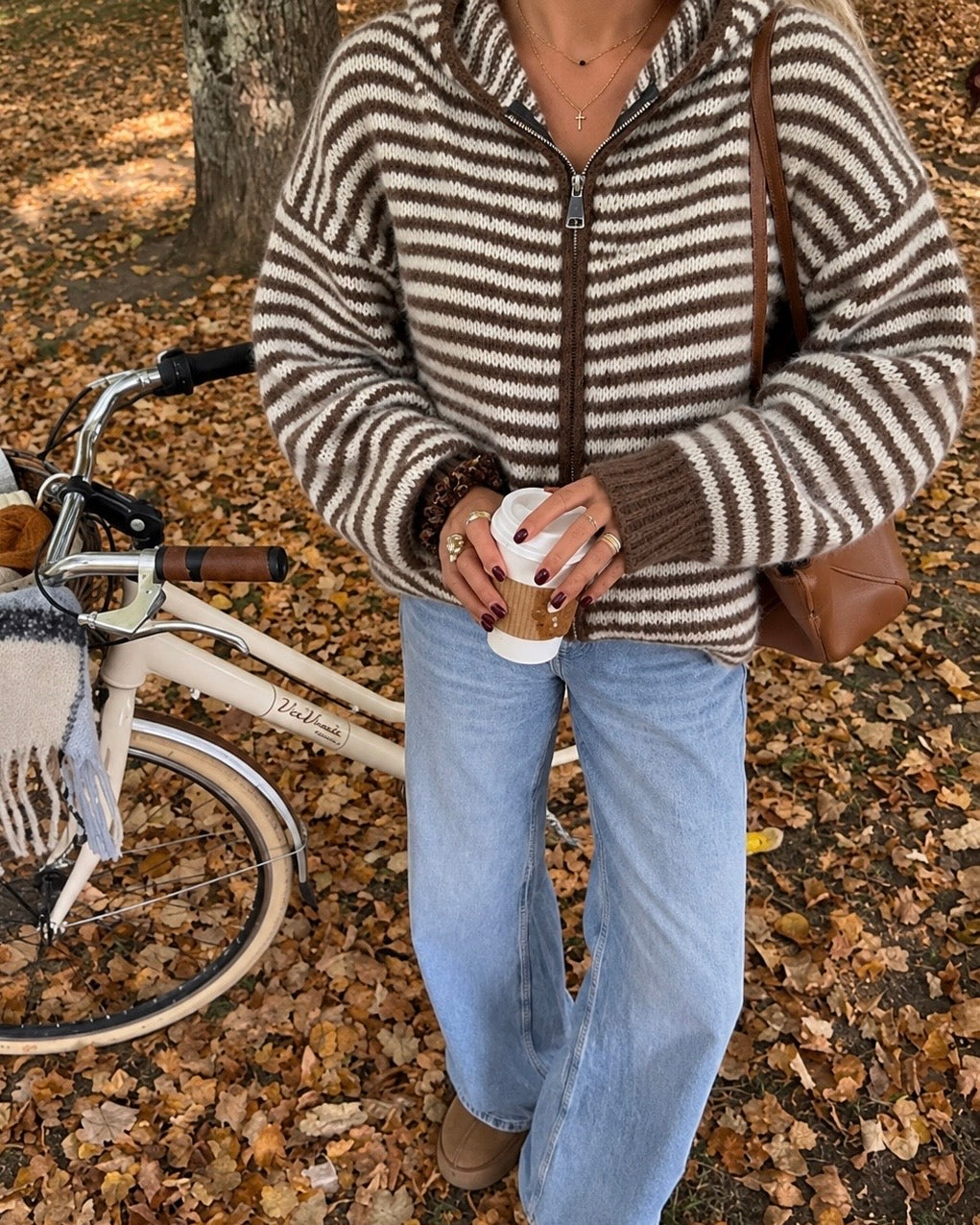 Copenhagen Striped Zip Hoodie - bruin