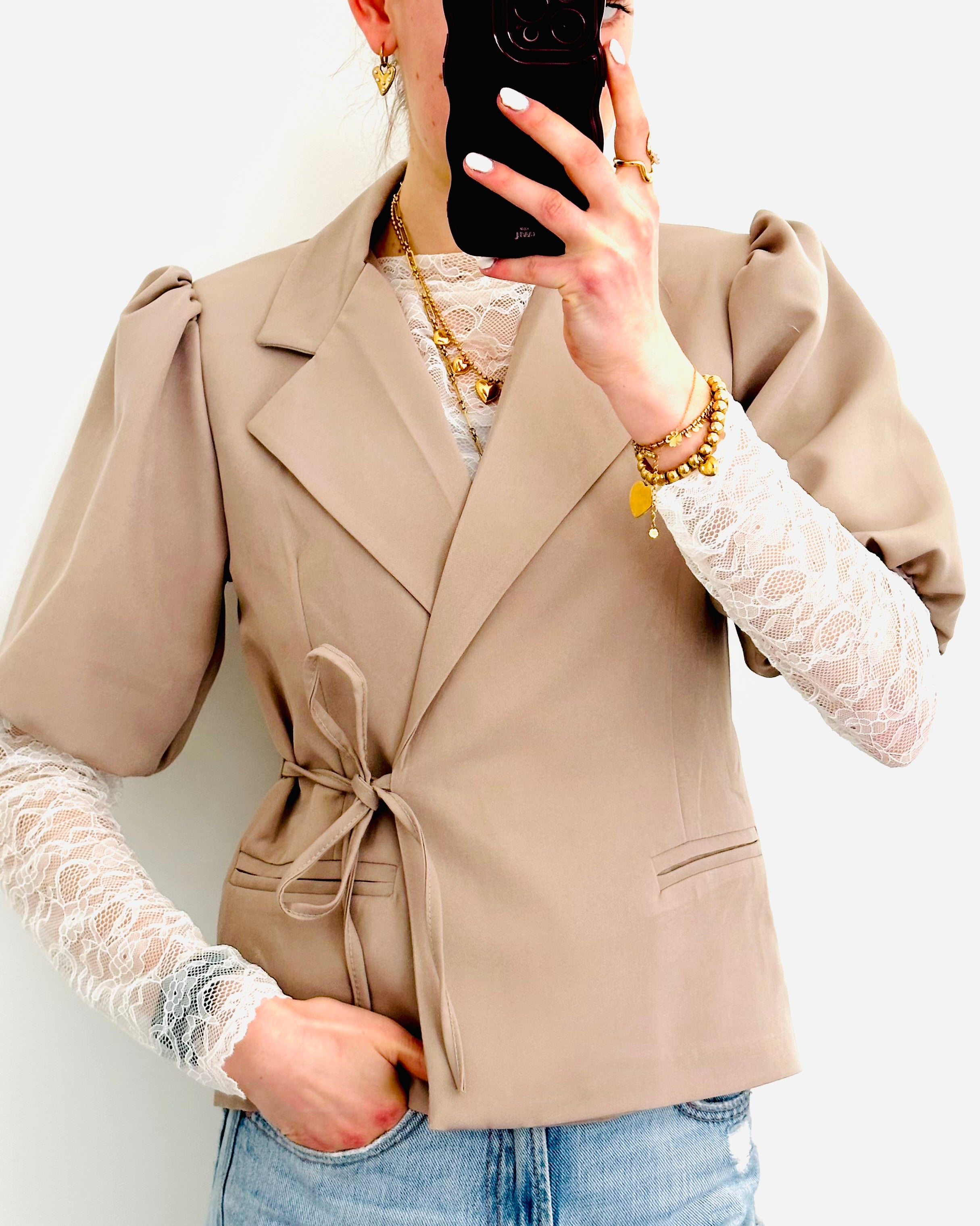 Elin wrap blazer taupe