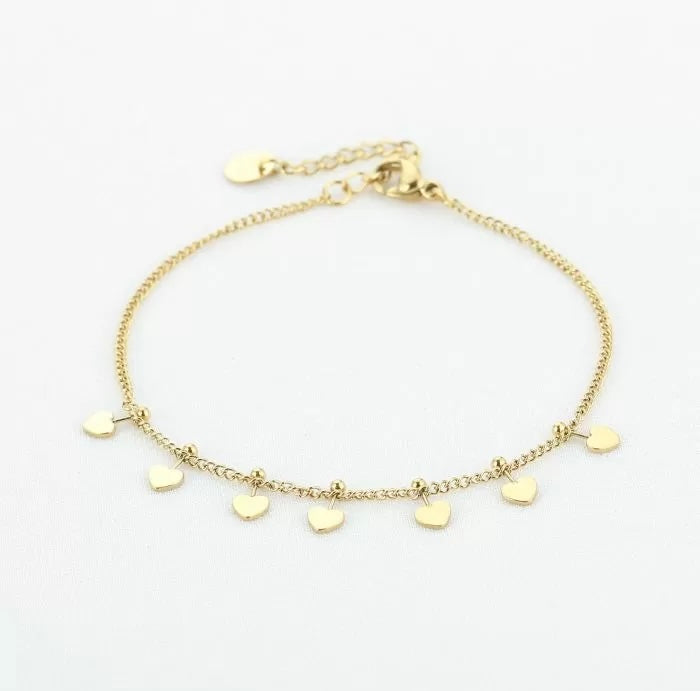 Heart armband goud