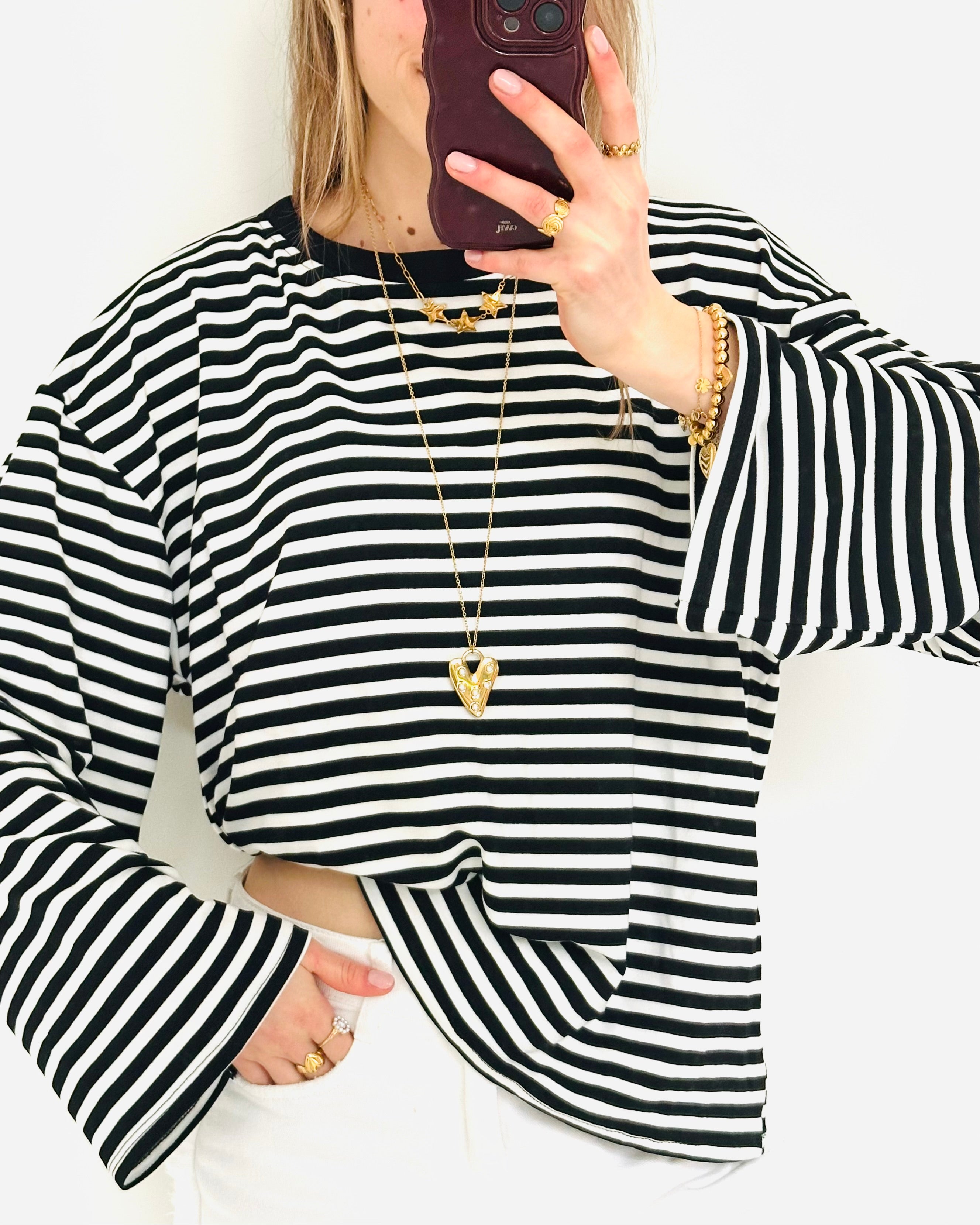 Casual stripe longsleeve zwart