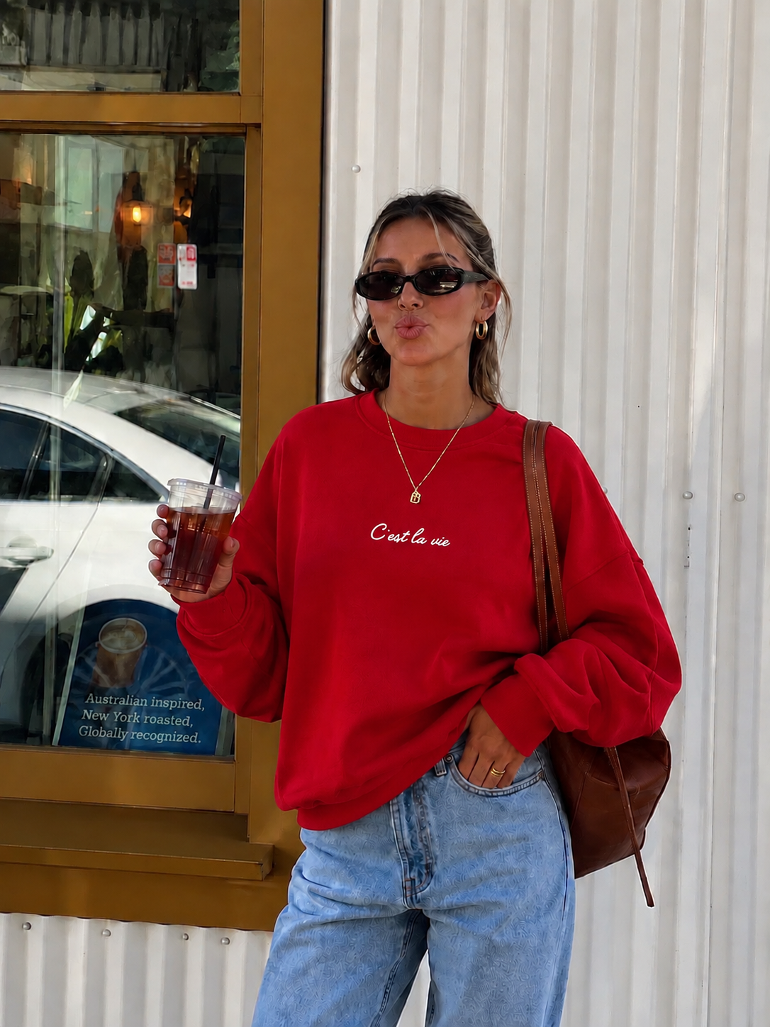 C’est la vie sweater rood