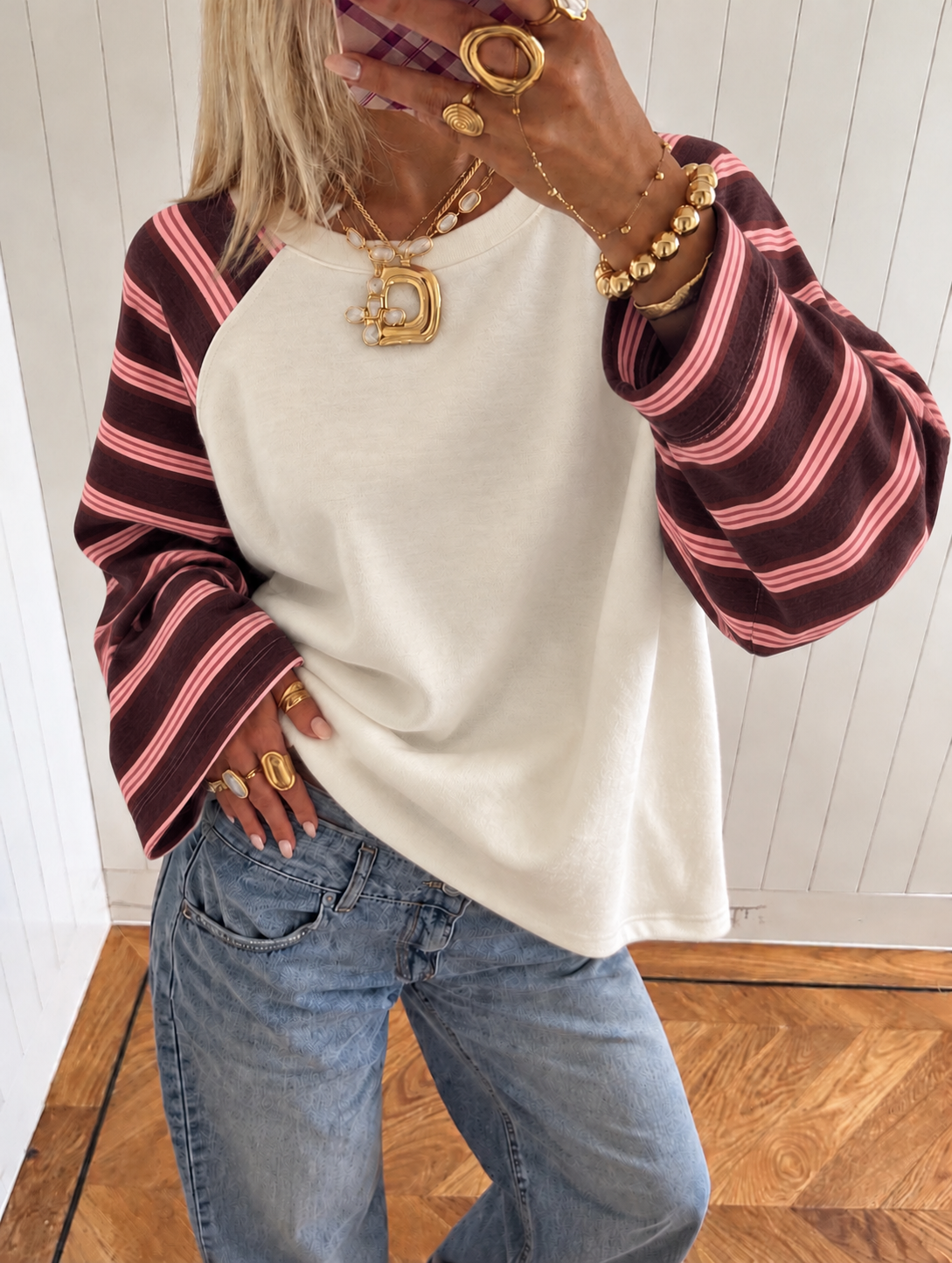 Maddie Striped Longsleeve - Burgundy/Pink pre order
