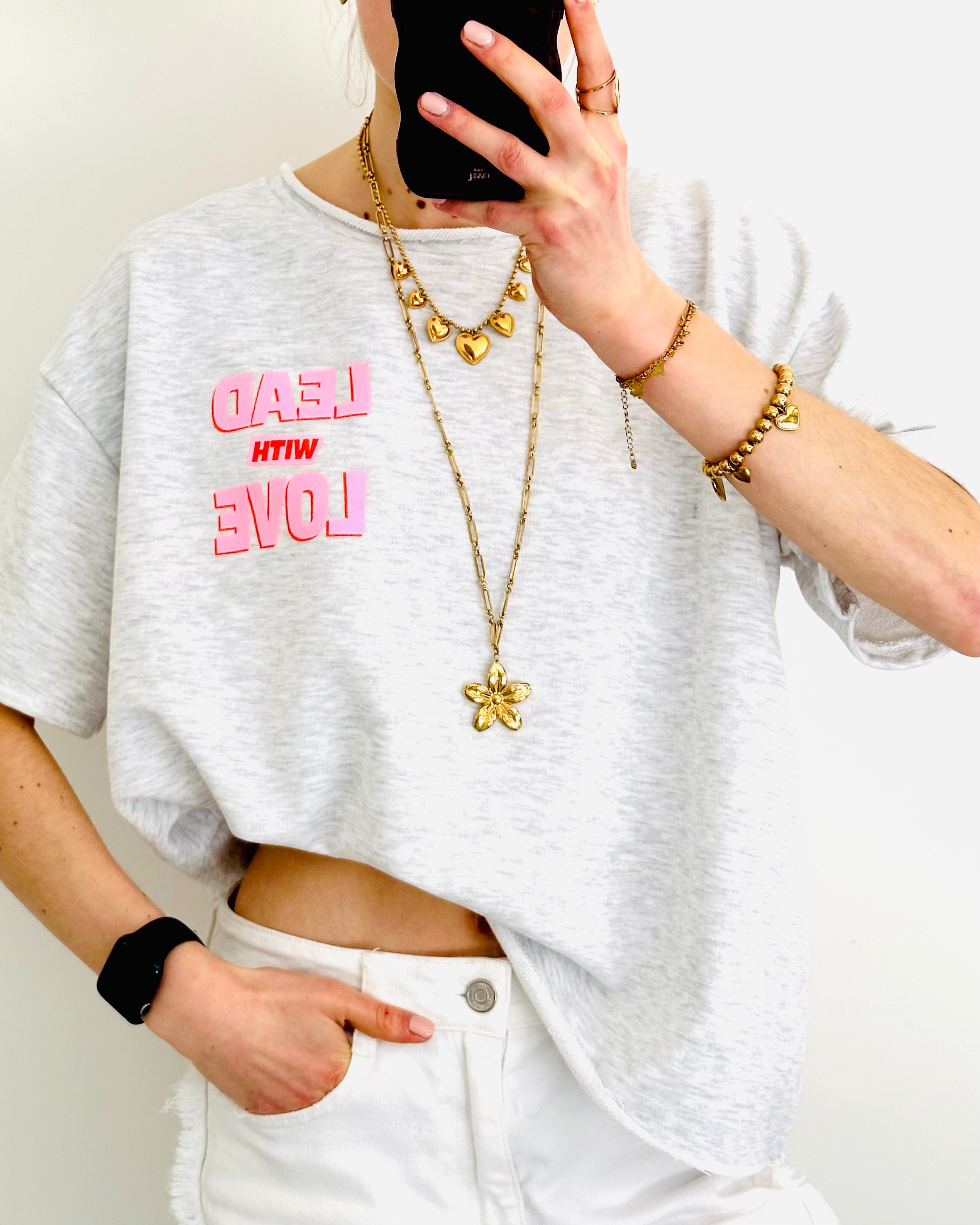 Lead with love sweatshirt grey