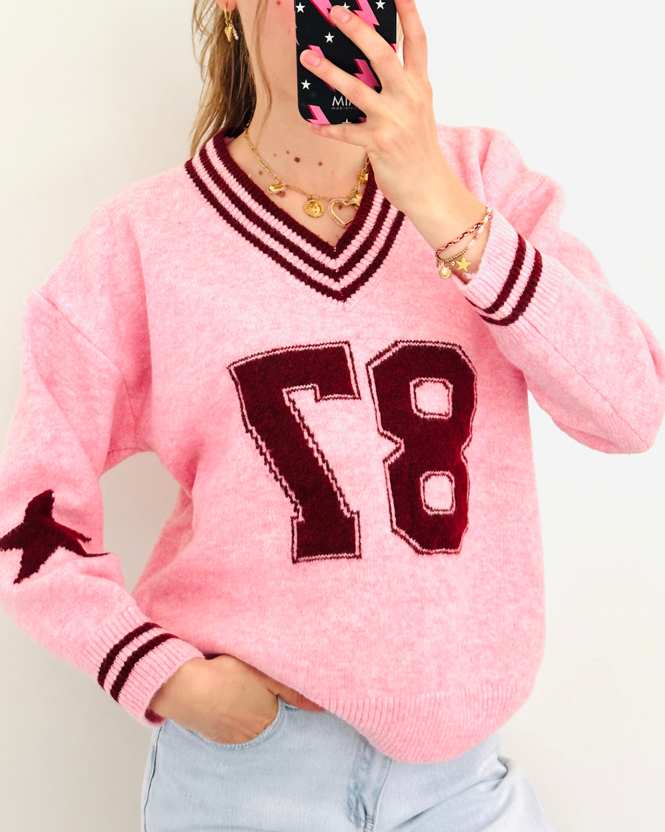 Baseball sweater pink