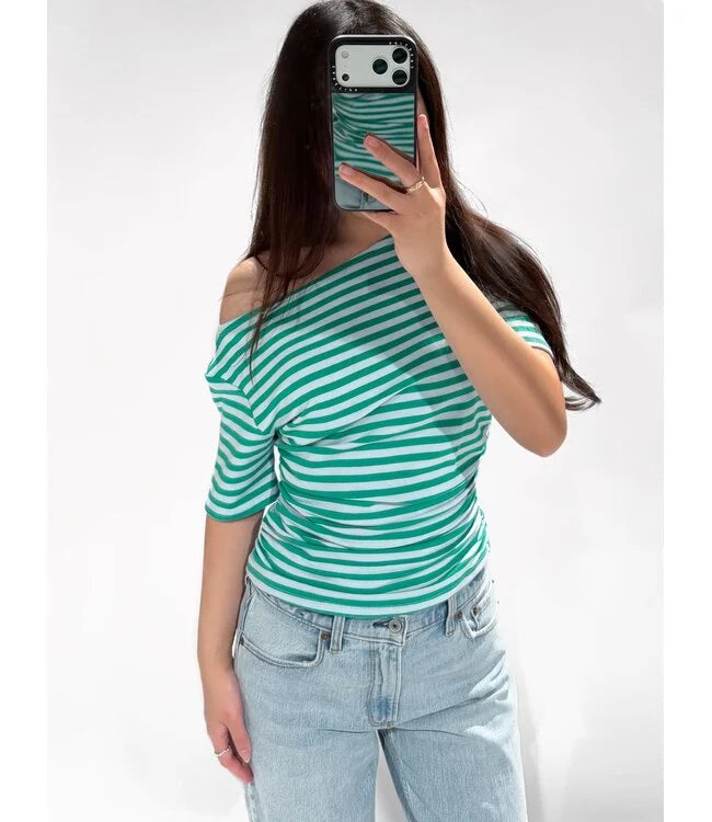Casual stripe top green blue