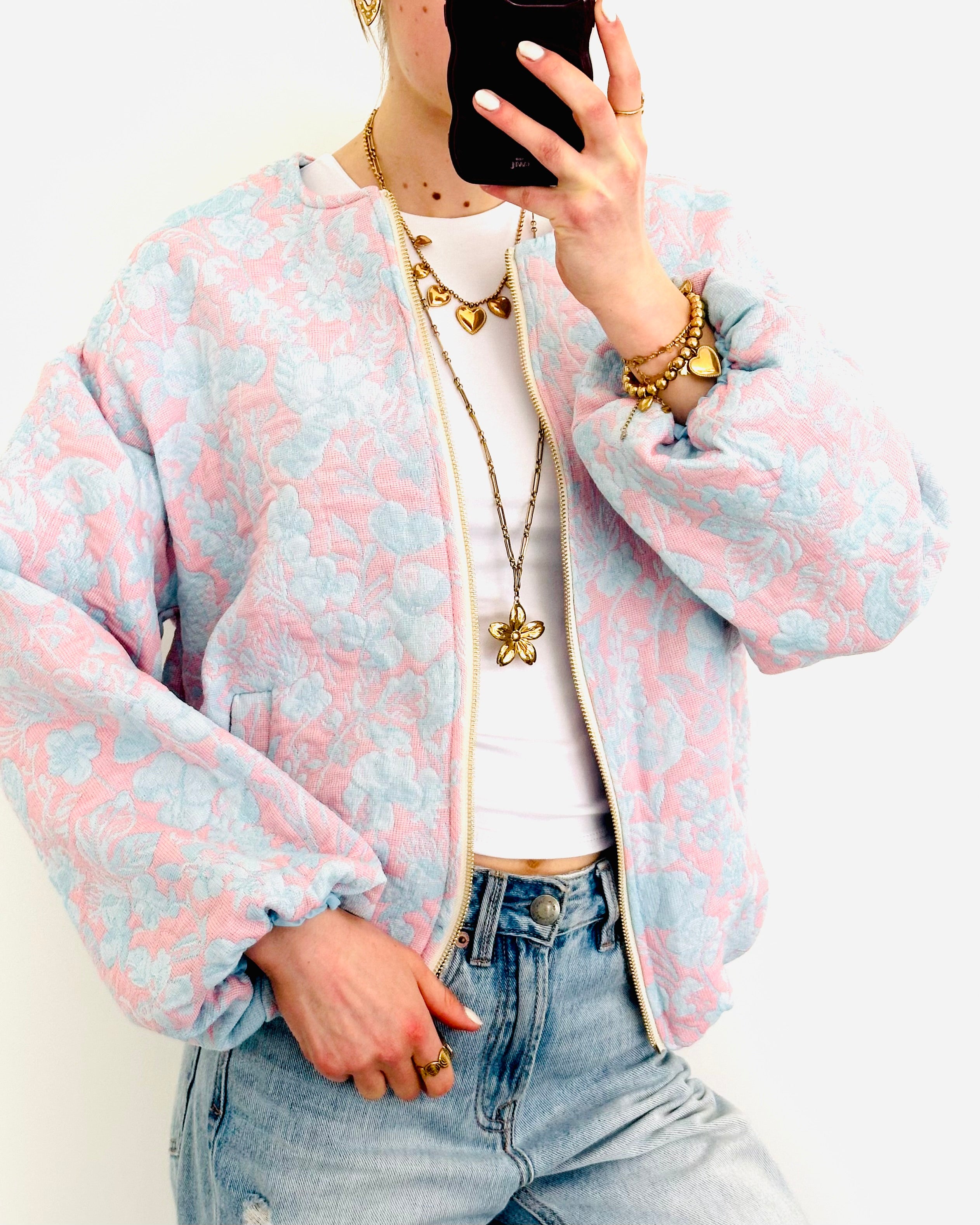 Limited flower jacket blue pink
