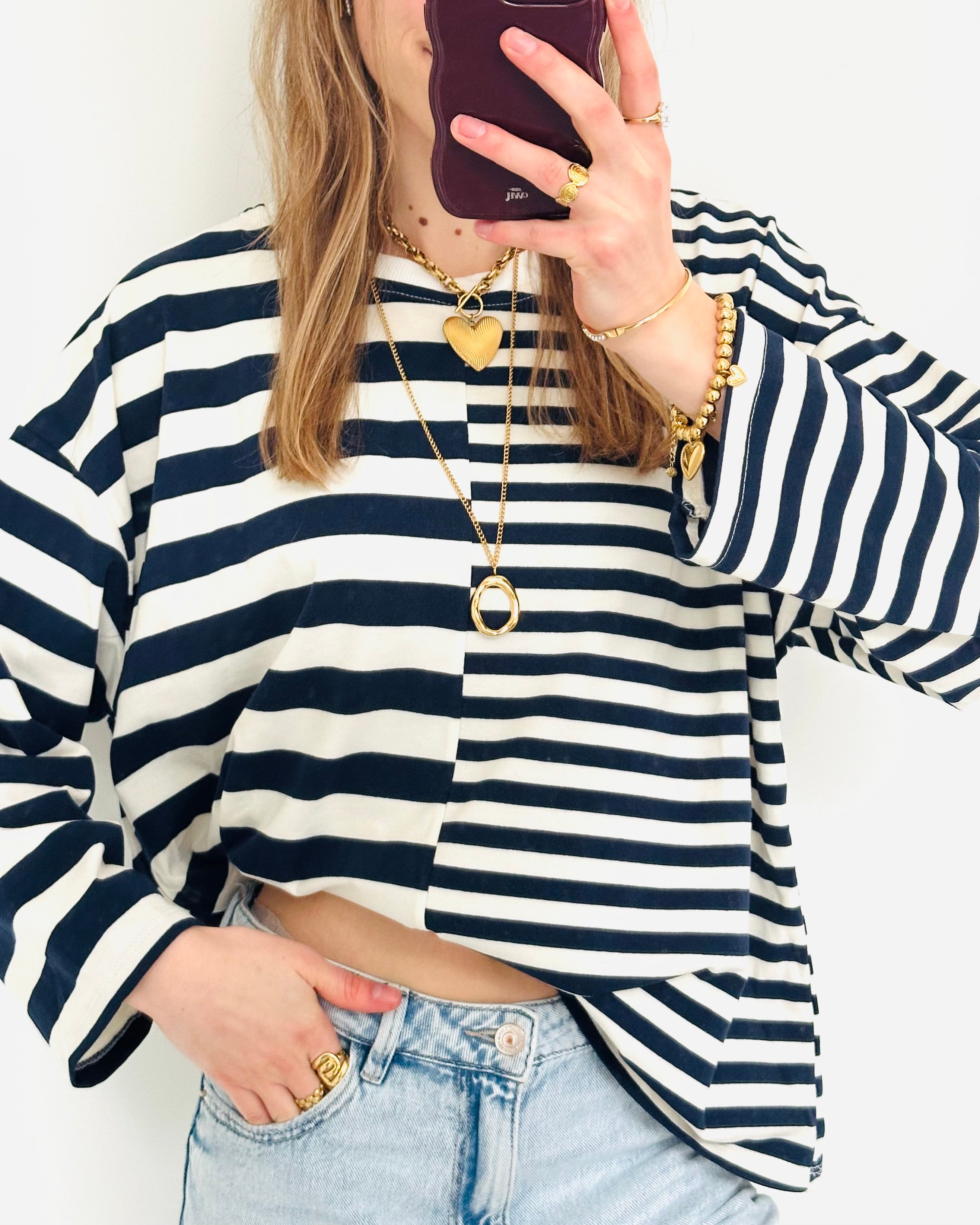 Stripes on stripes longsleeve navy