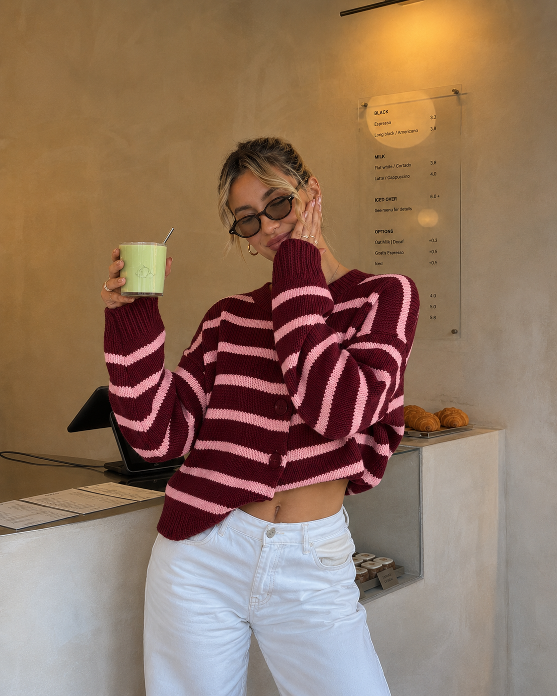 Stockholm cardigan Bordeaux pink