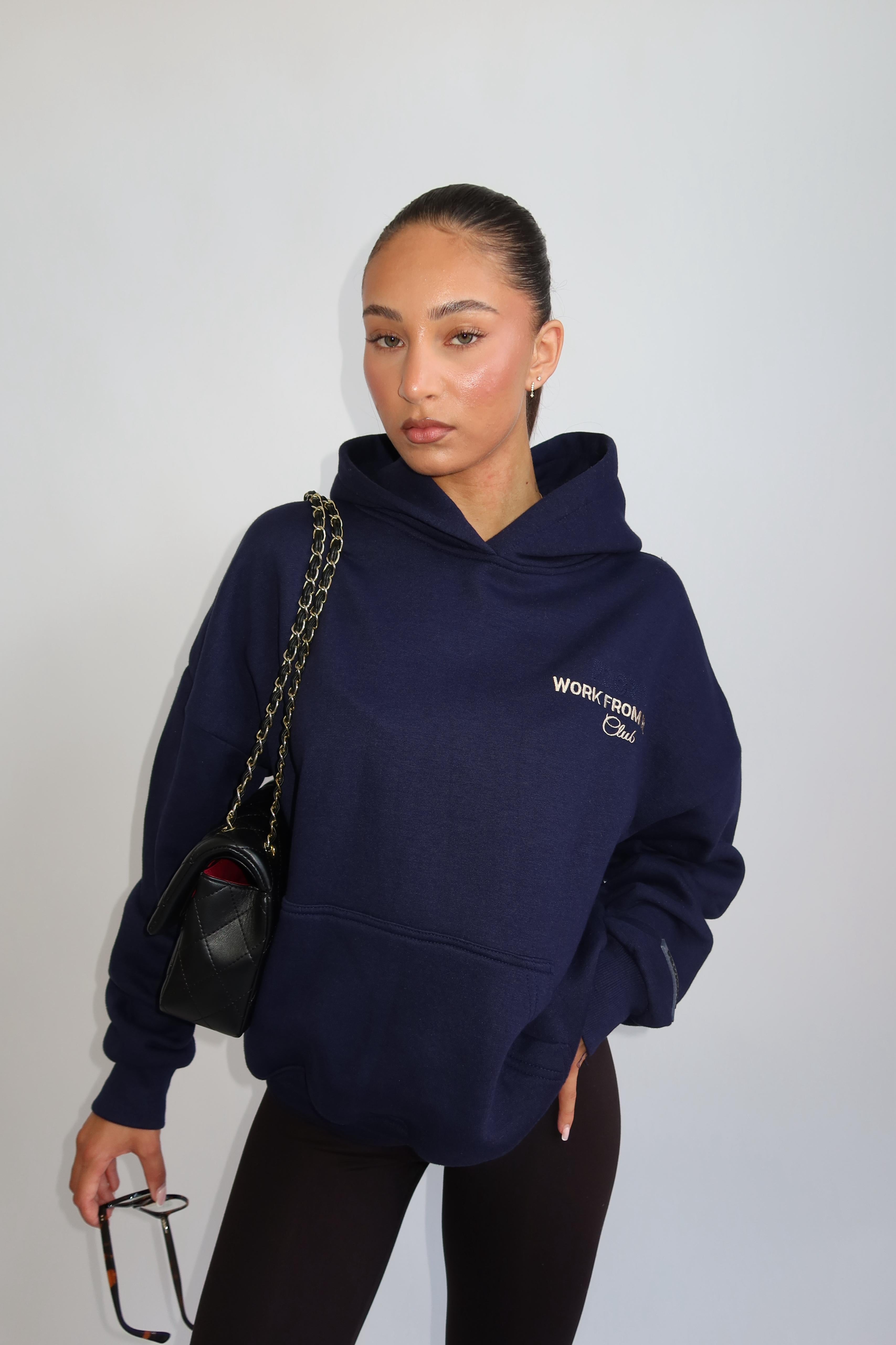 Work form home hoodie navy