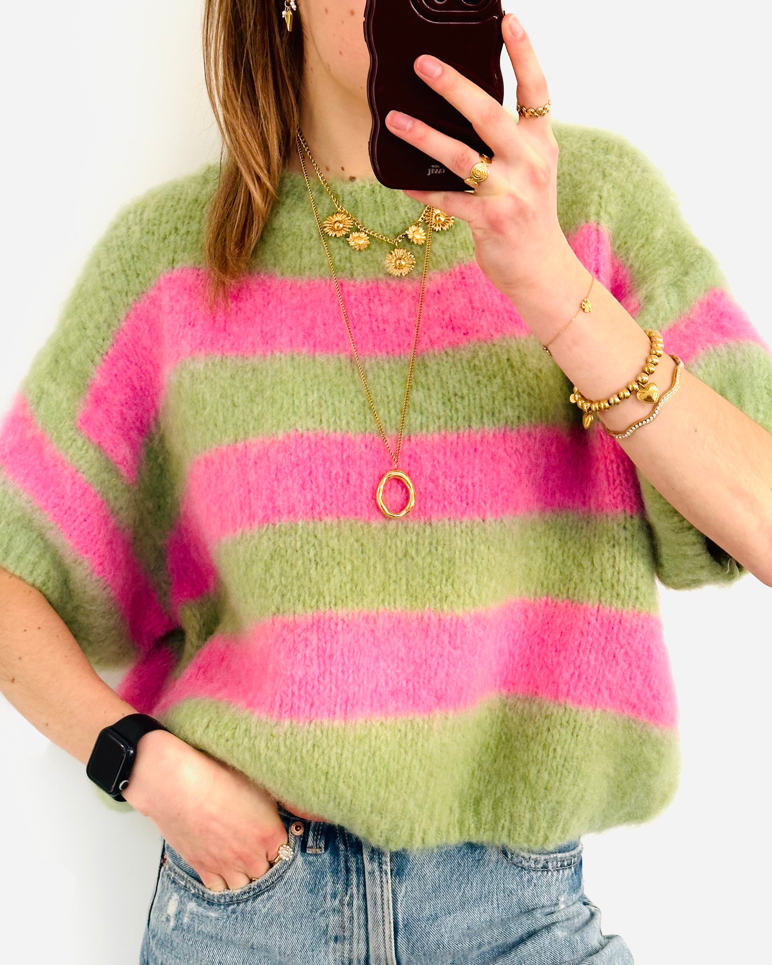 Soft knit fluffy pistachio pink