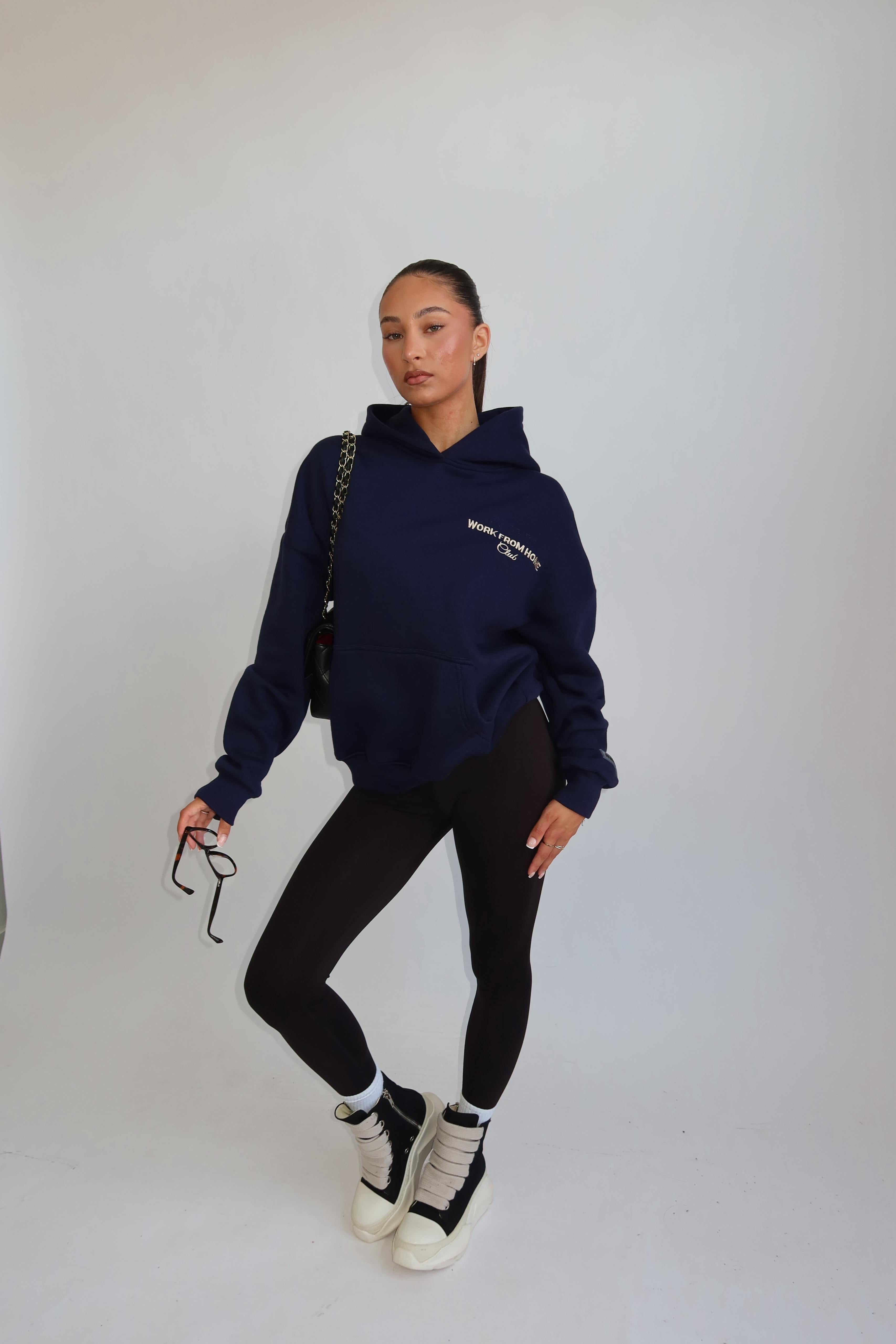 Work form home hoodie navy