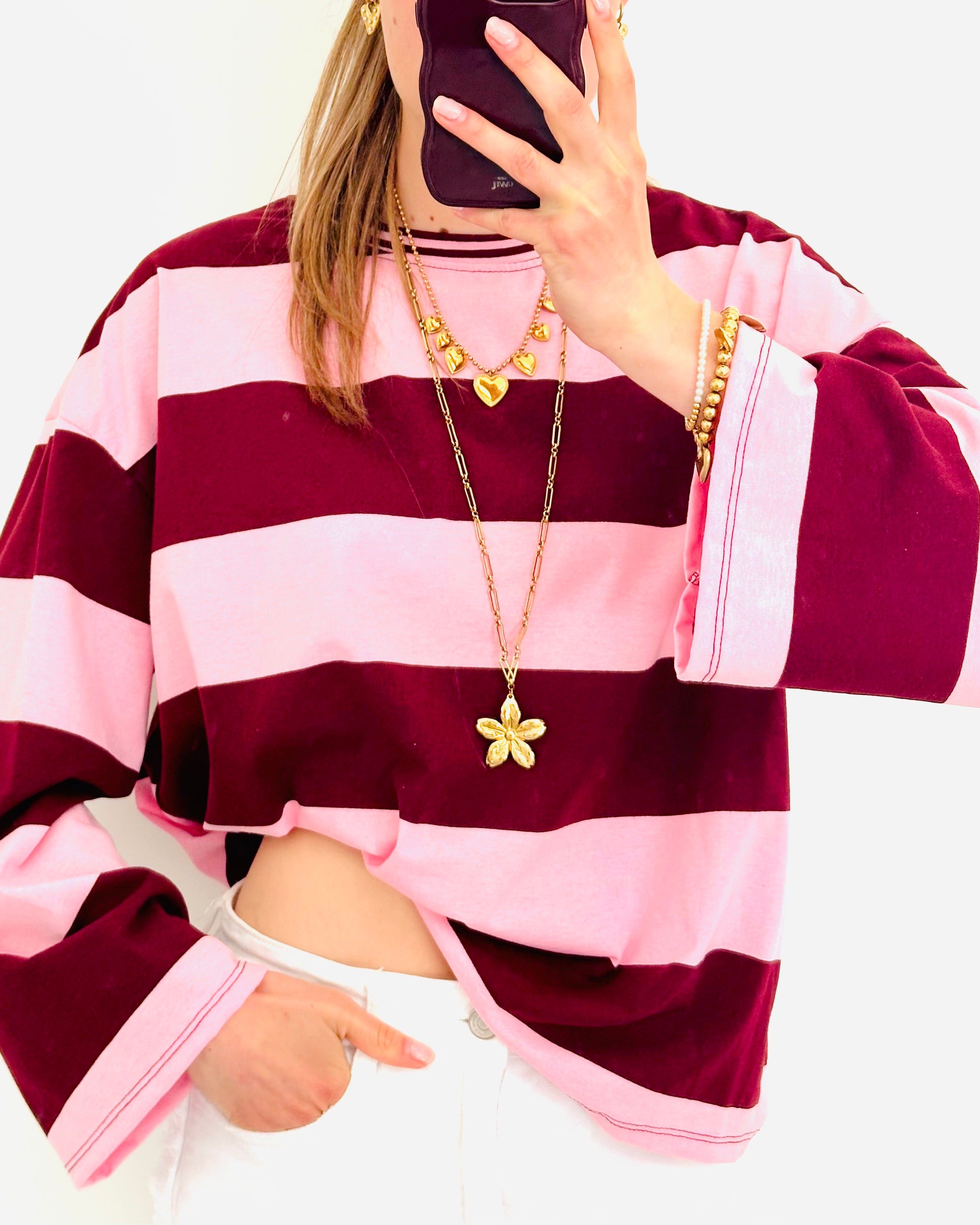 Limited striped longsleeve pink burgundy