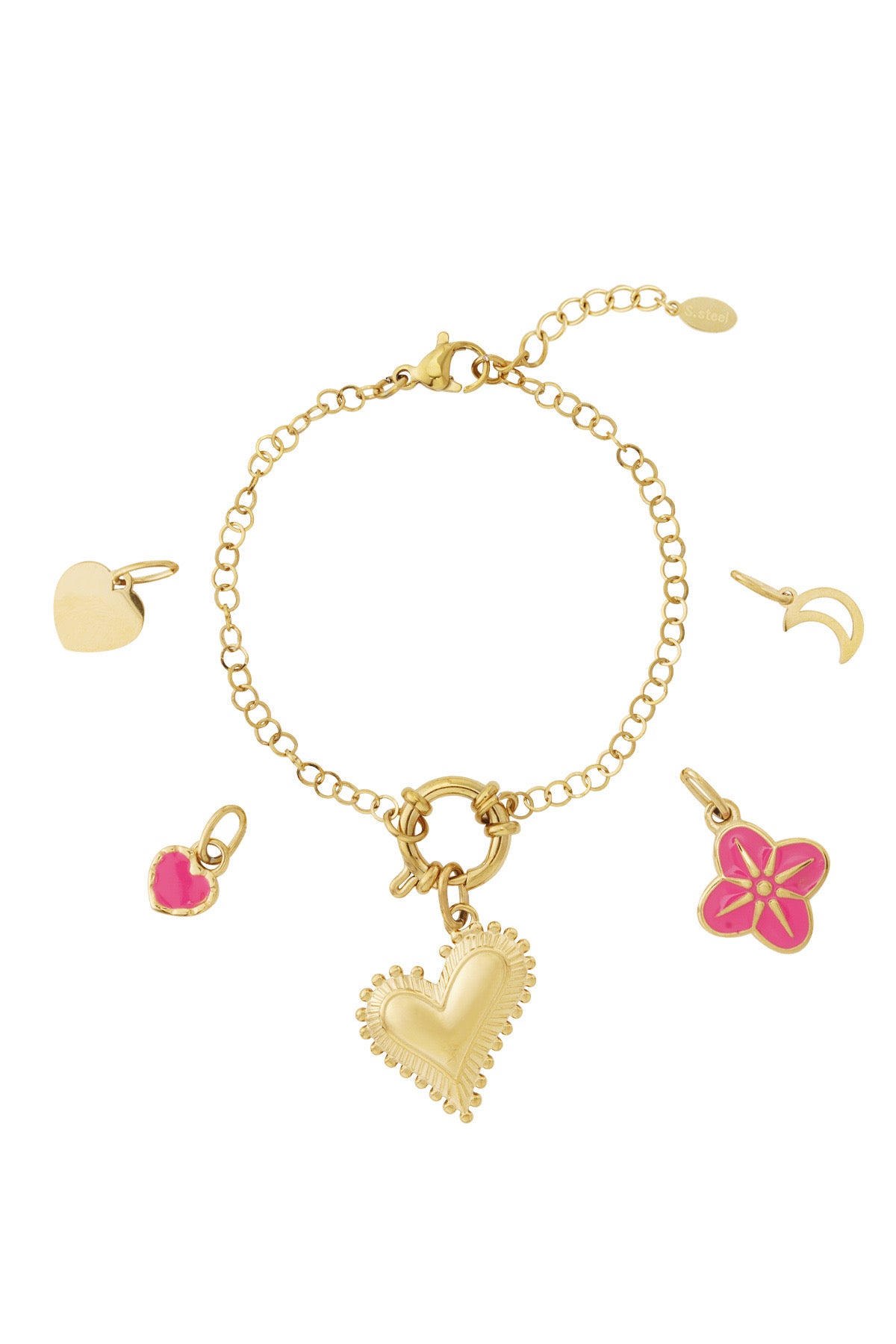 Chunky hart DIY armband goud