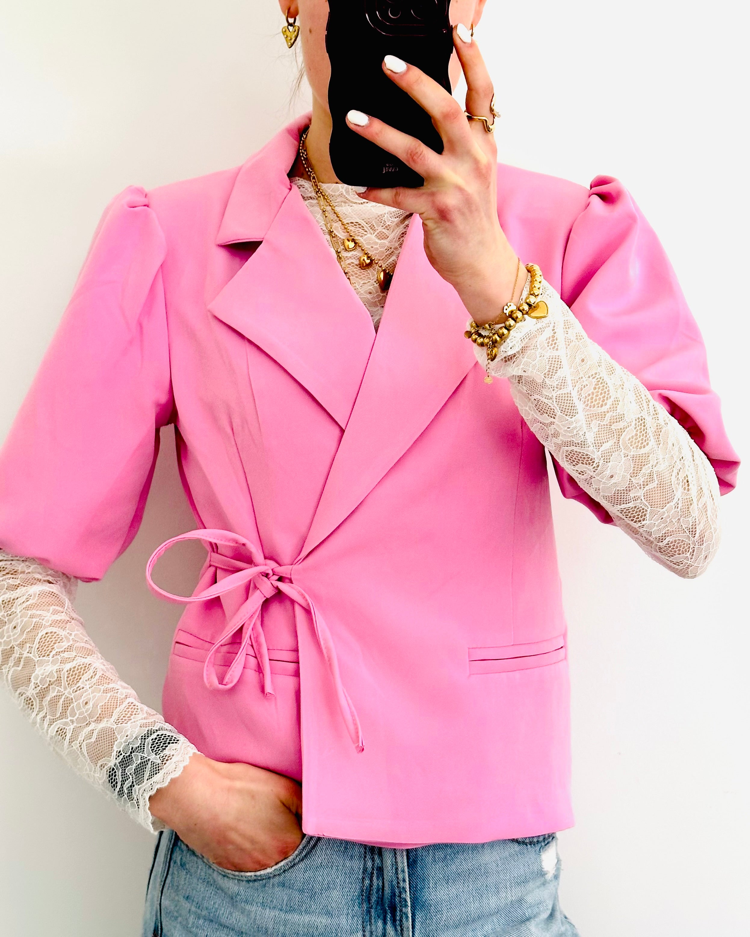 Elin wrap blazer pink