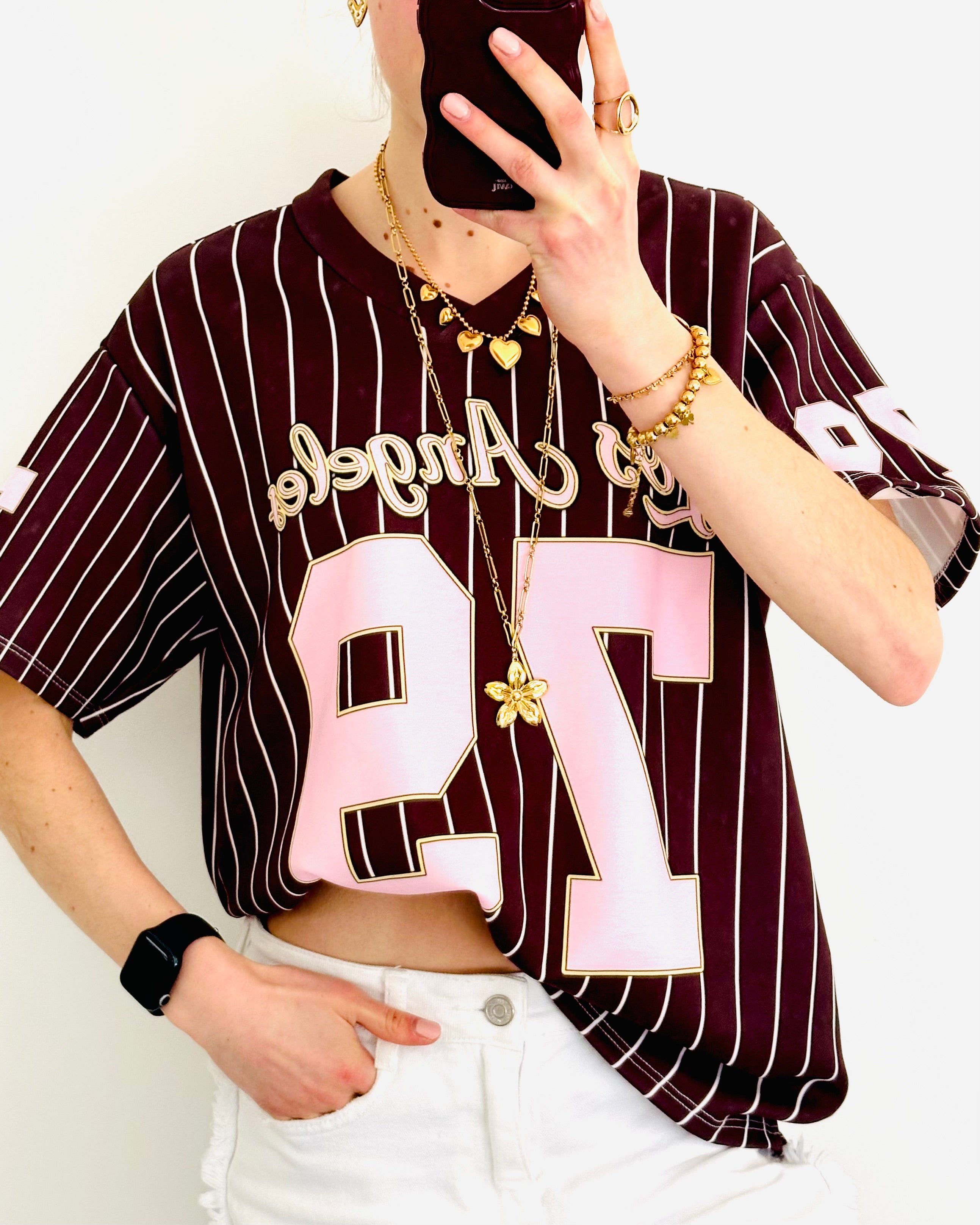 Faya Baseball shirt stripe brown