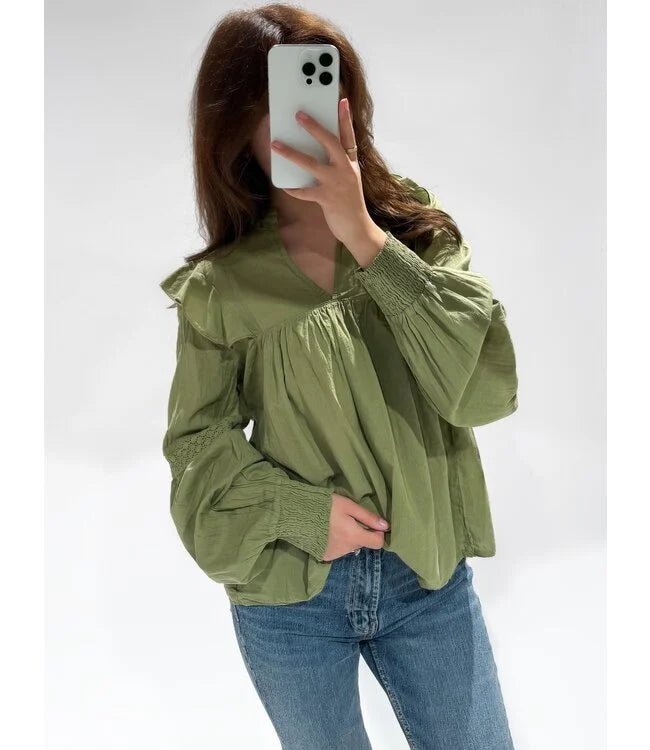 Evelyn blouse matcha