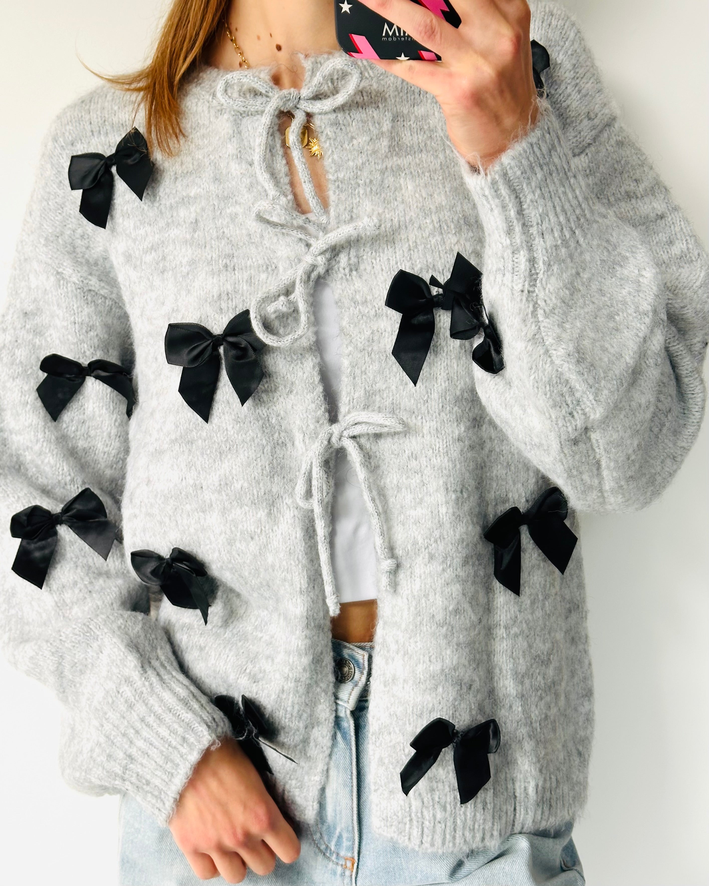 Bow cardigan grey