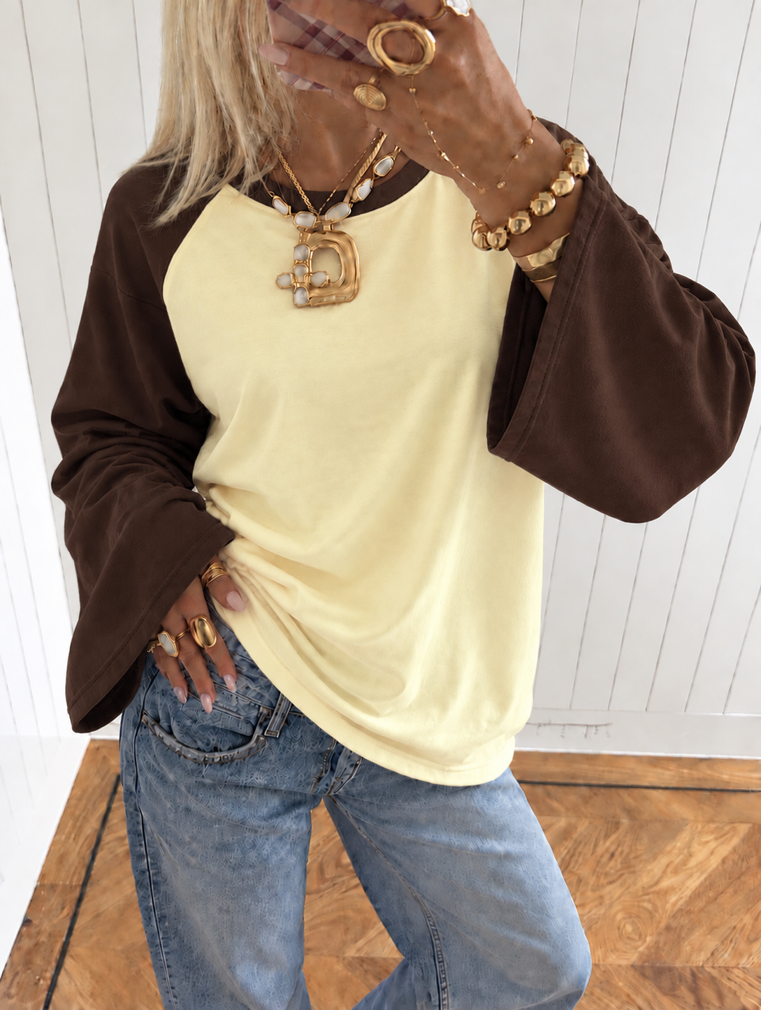Double sweatshirt brown butter yellow