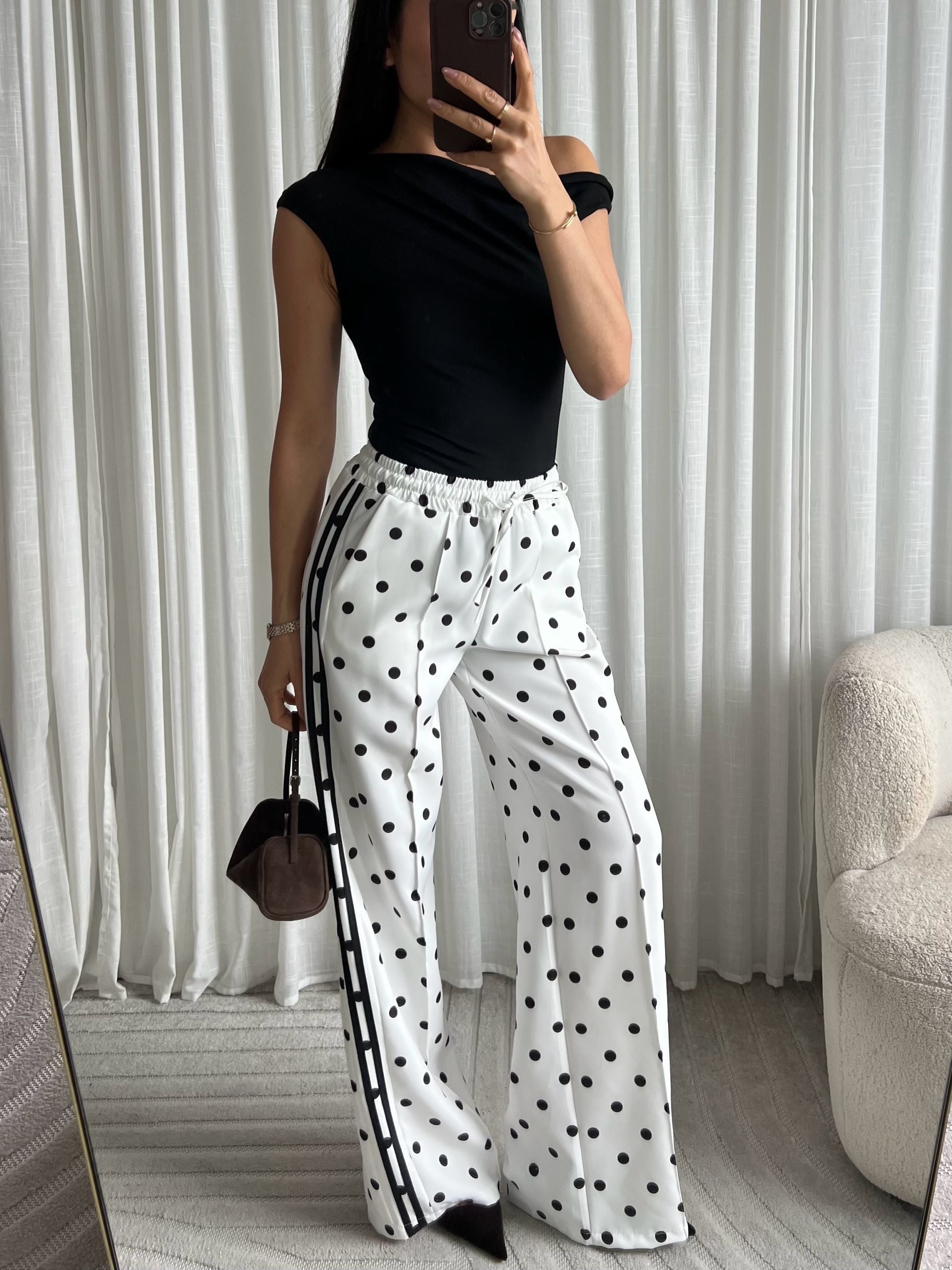 Limited polka dots pants white
