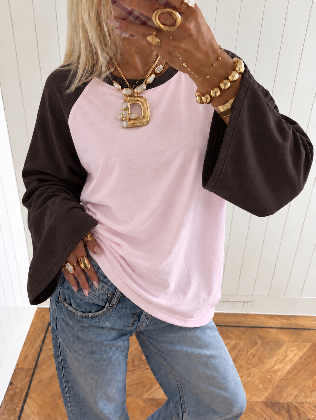 Double longsleeve pink brown