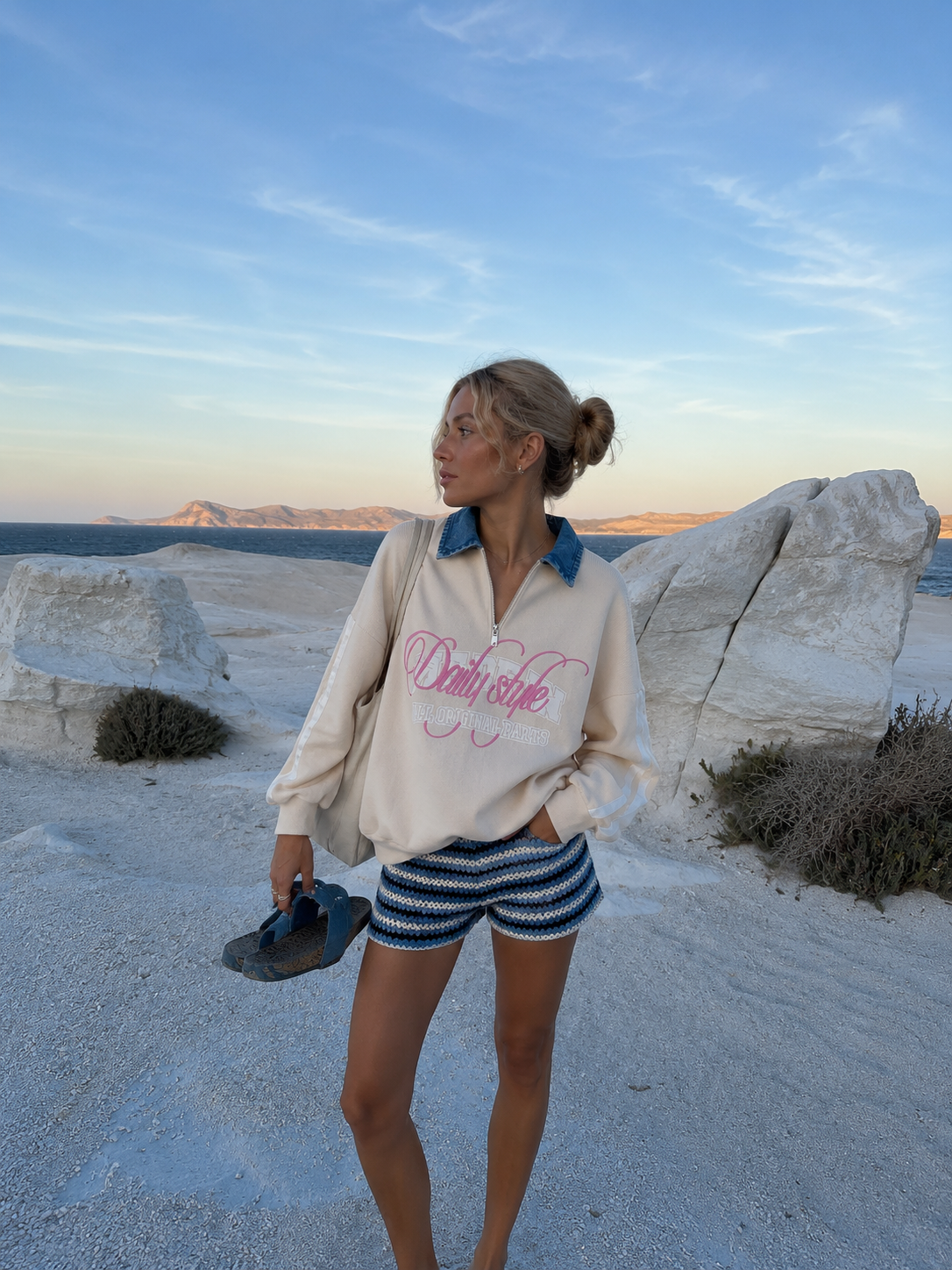 Daily style longsleeve cream pink