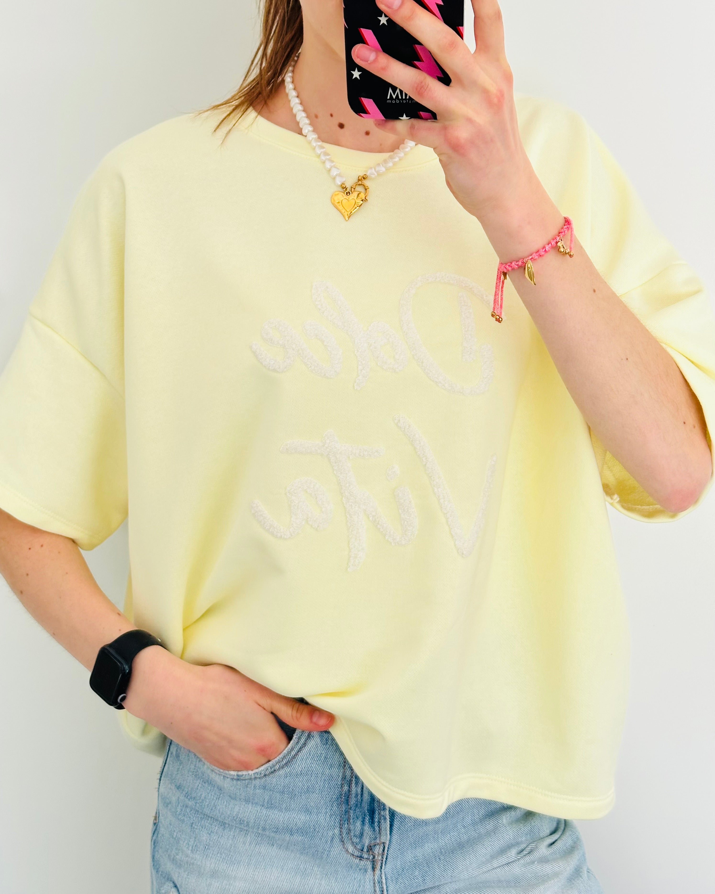 Oversized sweater shirt geel