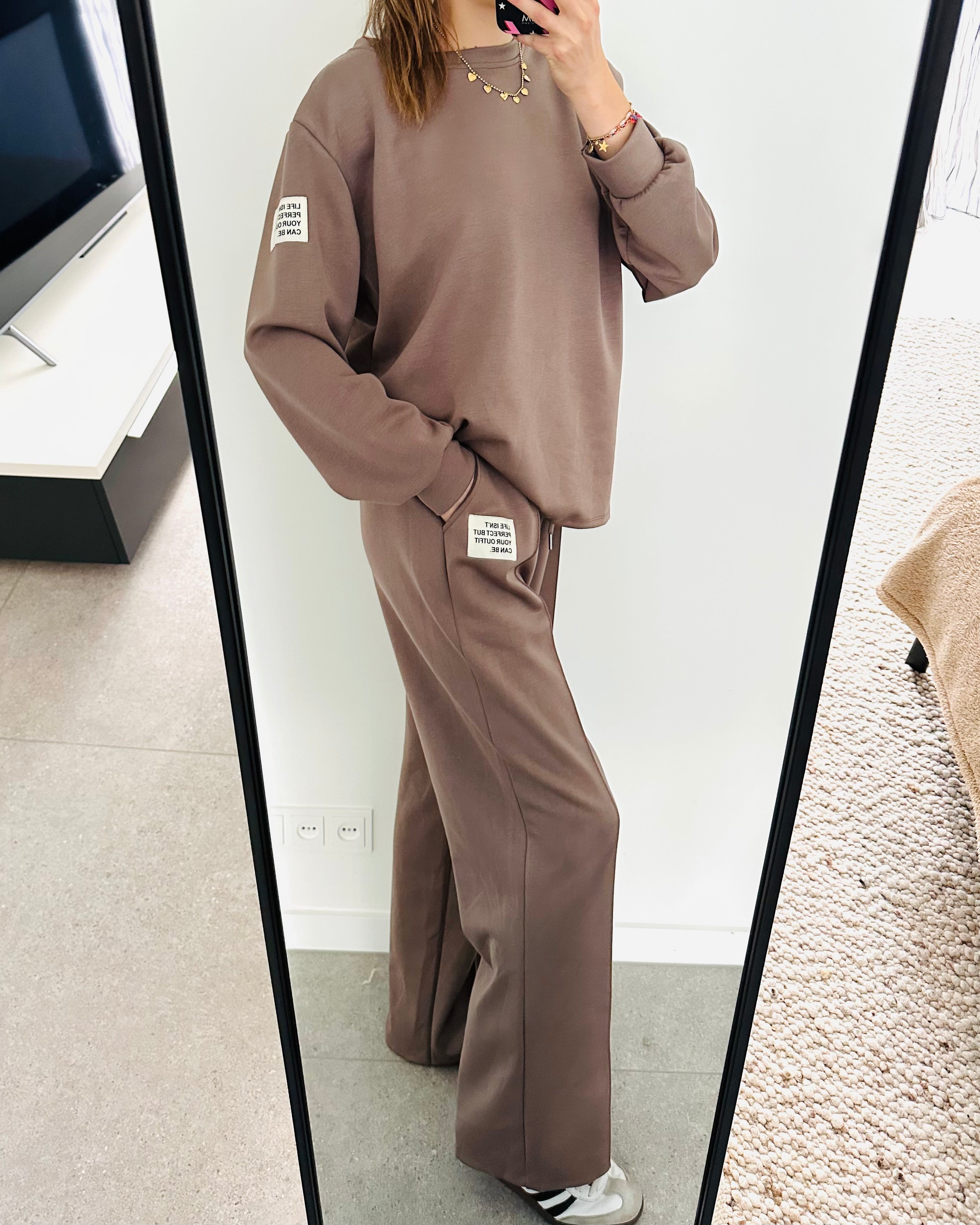 Oversized amy set lange mouw taupe