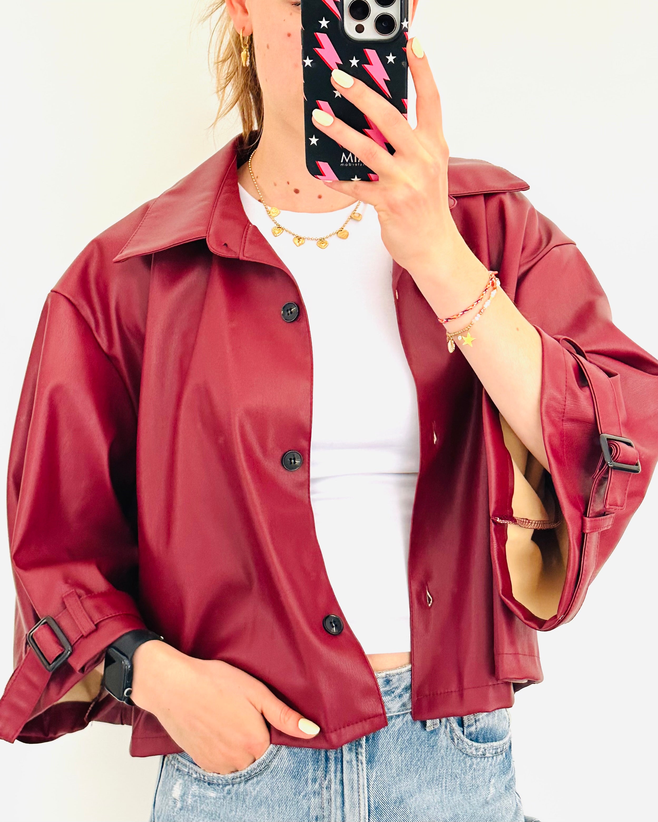 Ruby jacket bordeaux leer