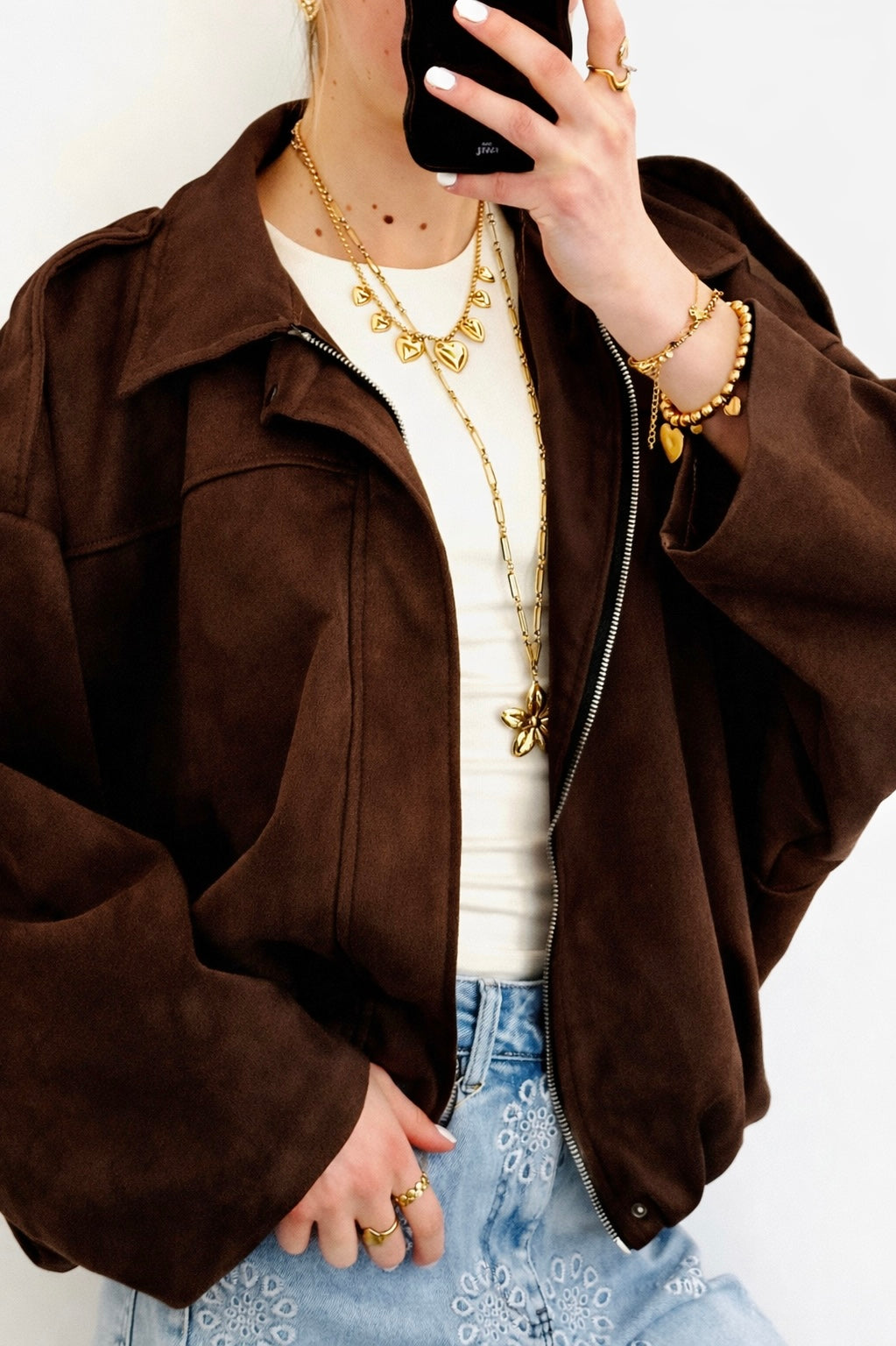 Spring jacket suède brown